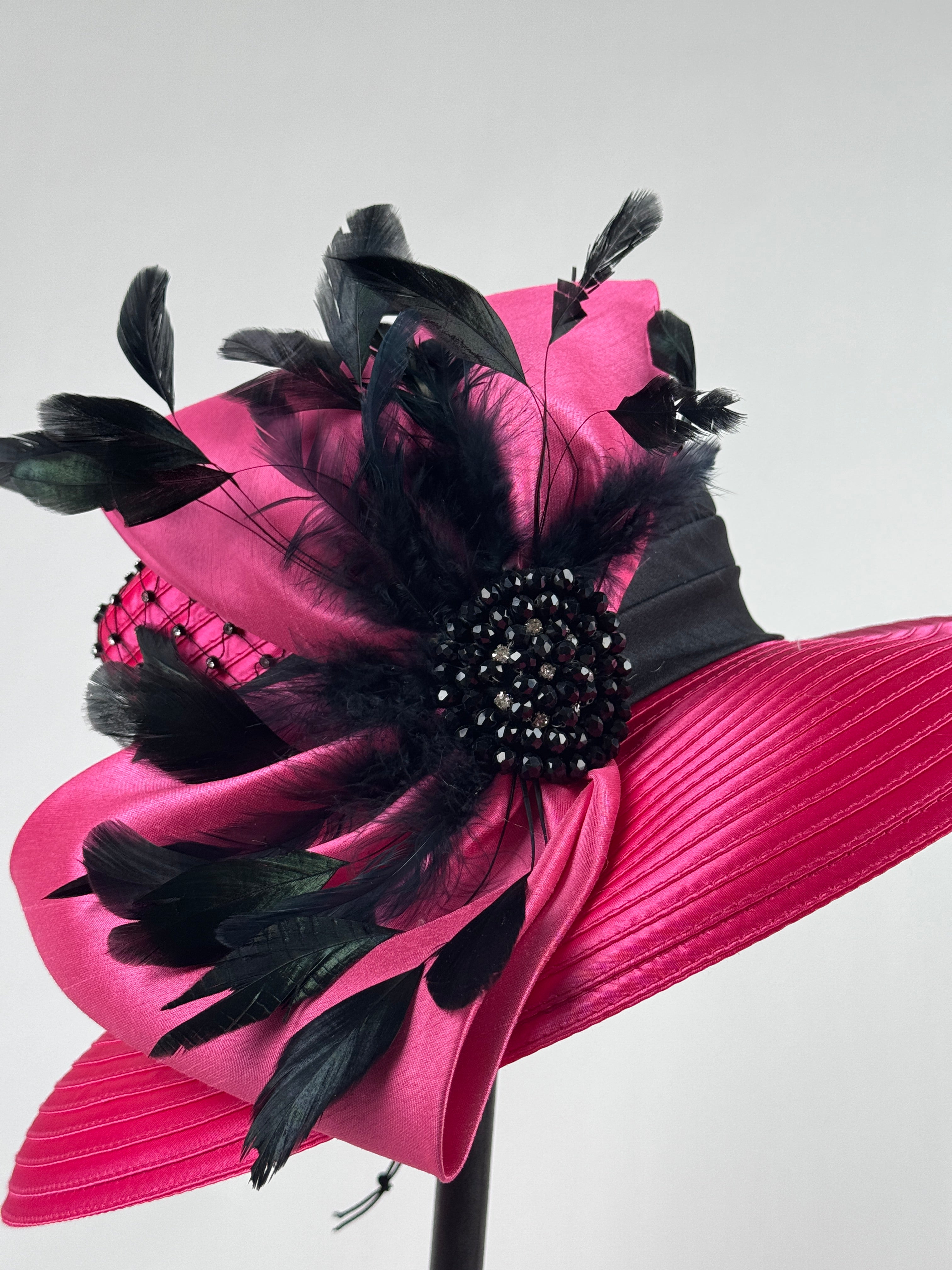 Pink Black Crown Derby Hat-Animo Hat Company