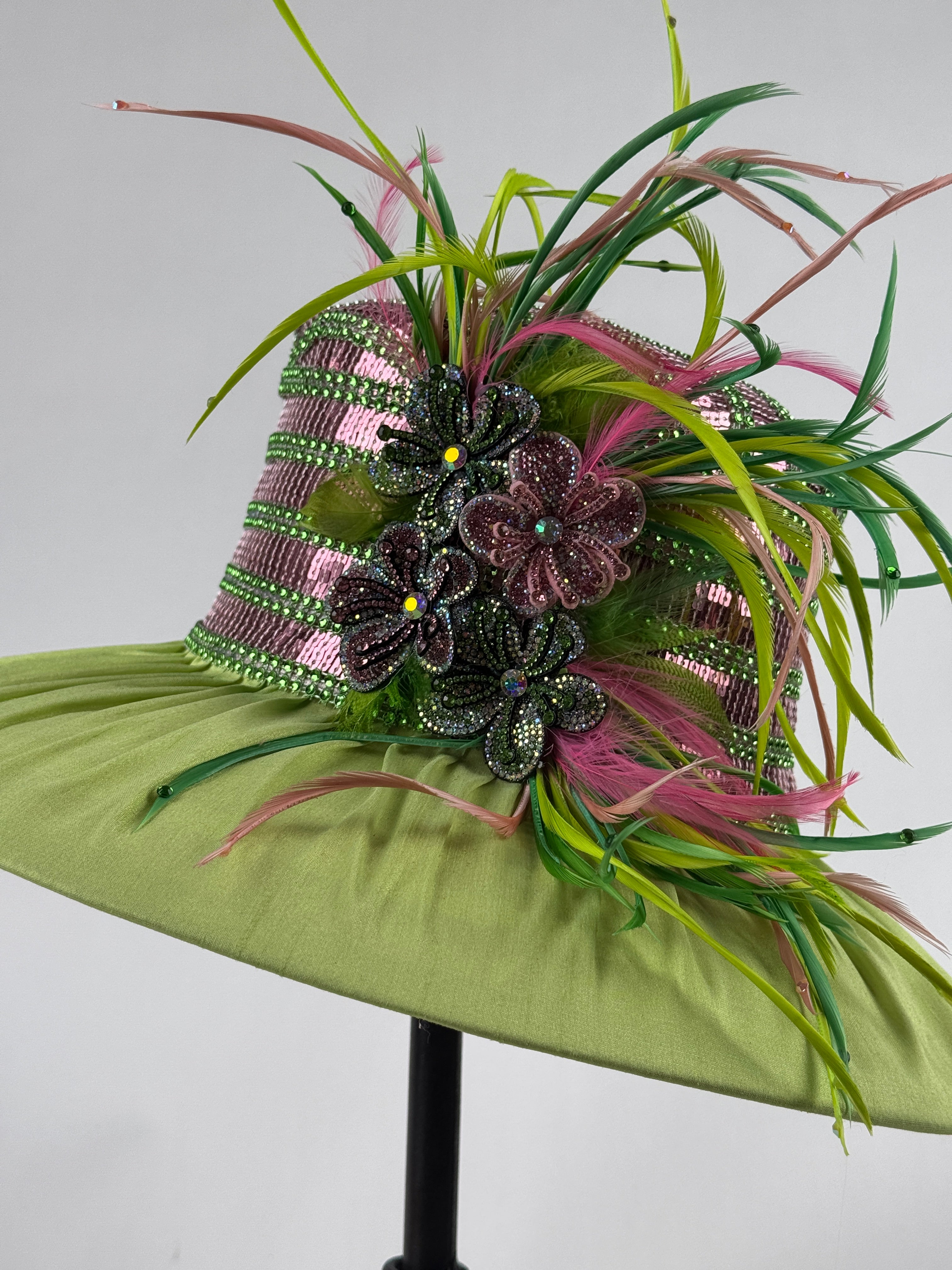 Lime Pink Crown Derby Hat-Animo Hat Company