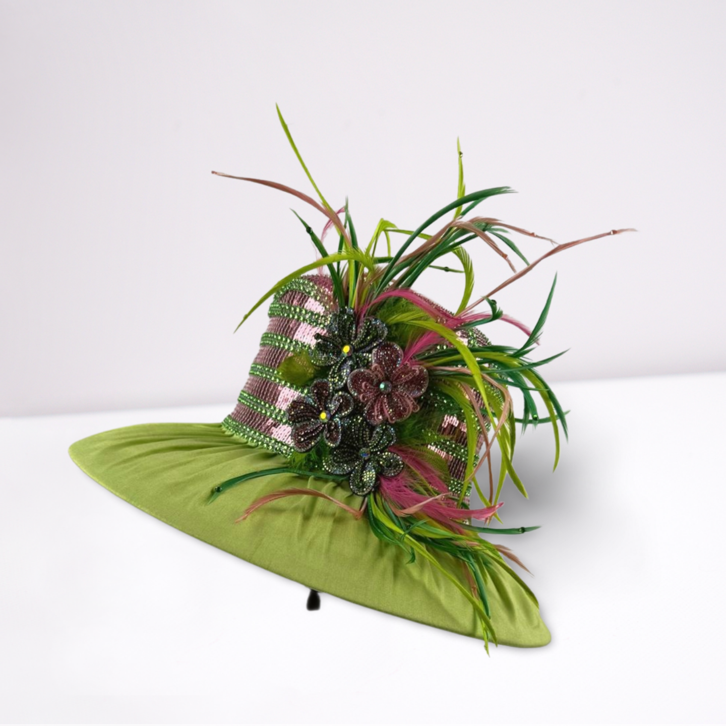 Lime Pink Crown Derby Hat-Animo Hat Company