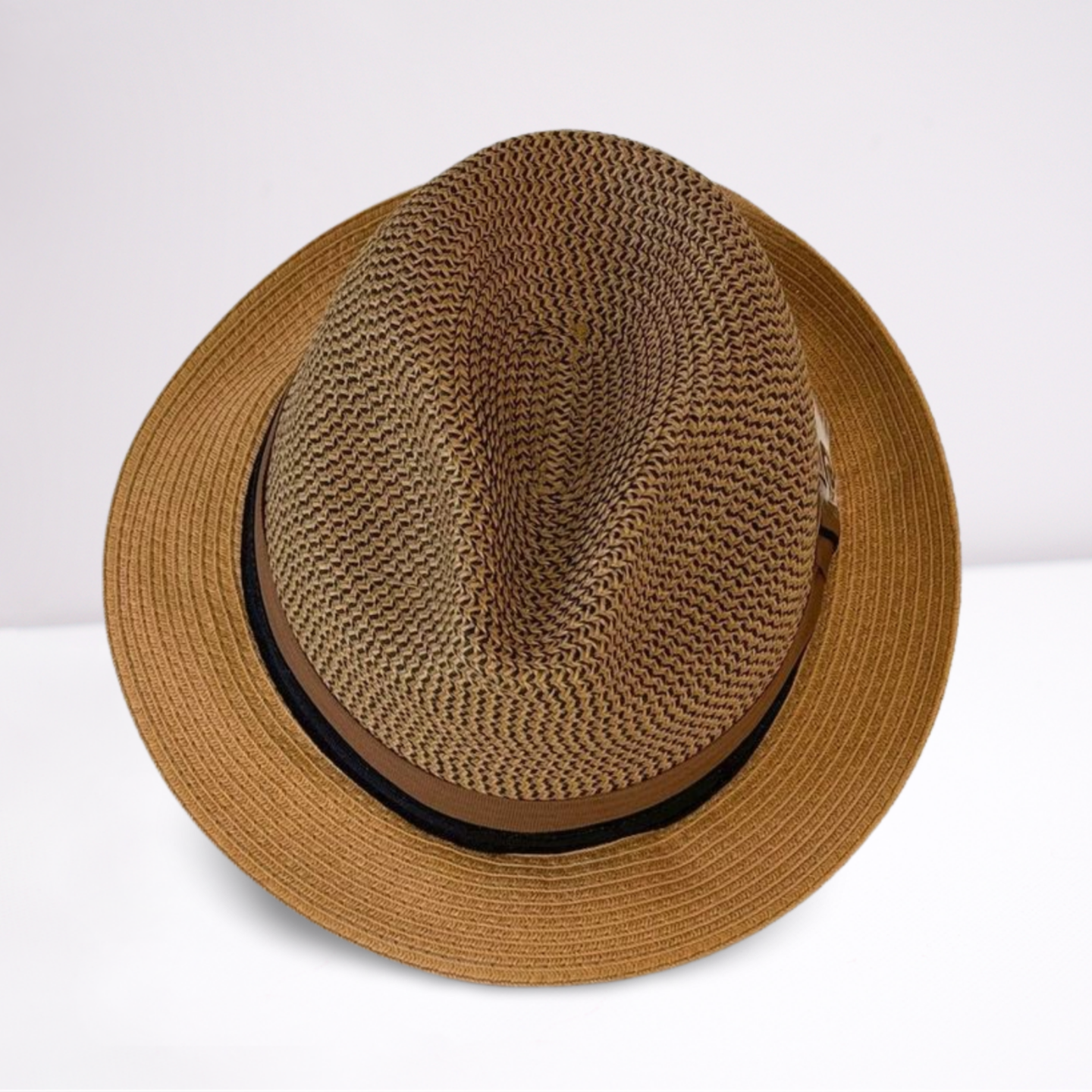 Black/Brown Ribbon Band Mens Hat