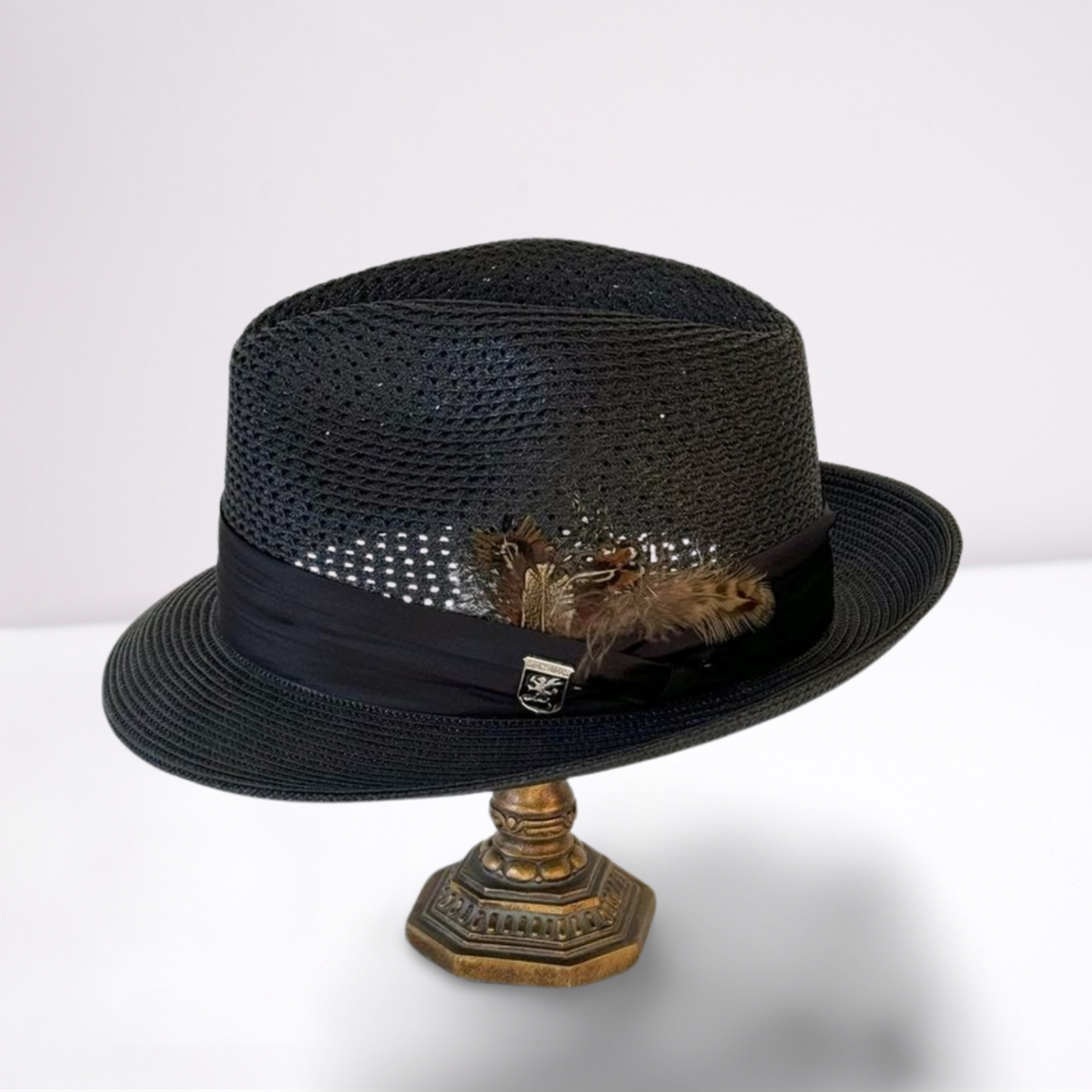 Black Ribbon Band Mens Hat