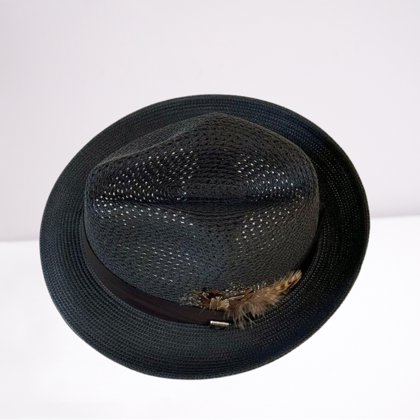 Black Ribbon Band Mens Hat
