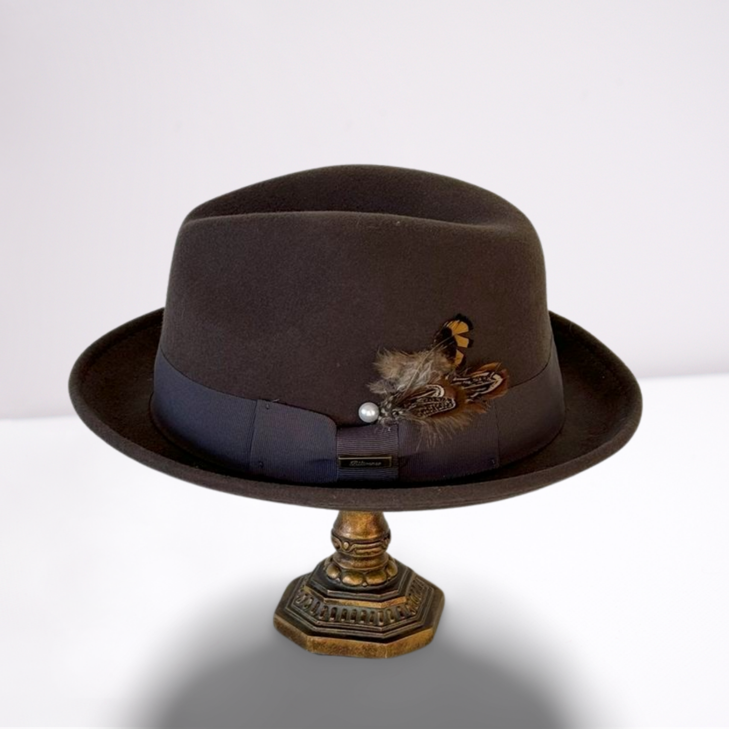 Grey Ribbon Band Fedora Mens Hat