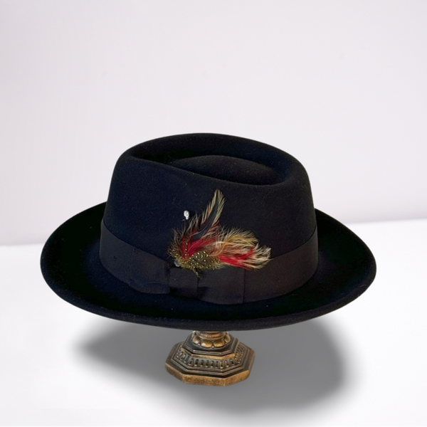 Black Ribbon Band Fedora Mens Hat – Animo Hat & Apparel display picture 3