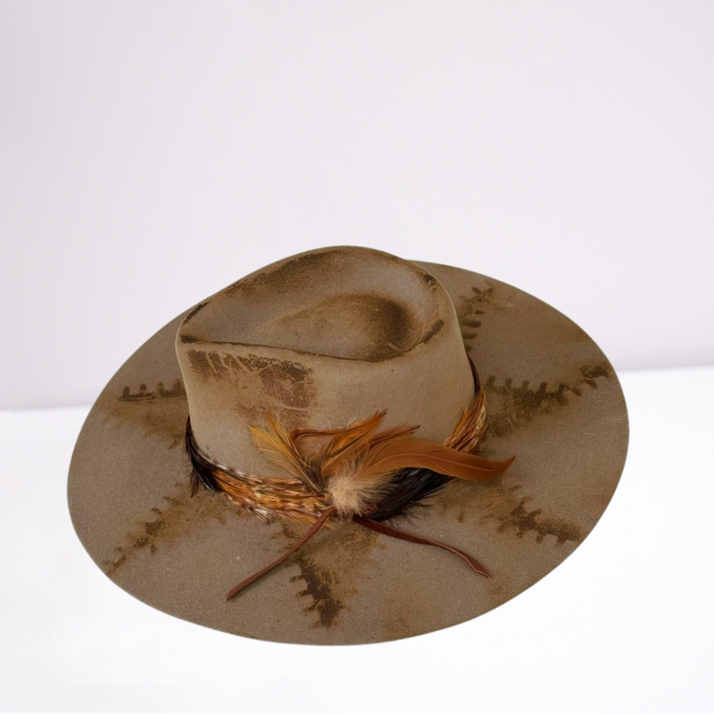Twister Feather Band Distressed Rancher Hat