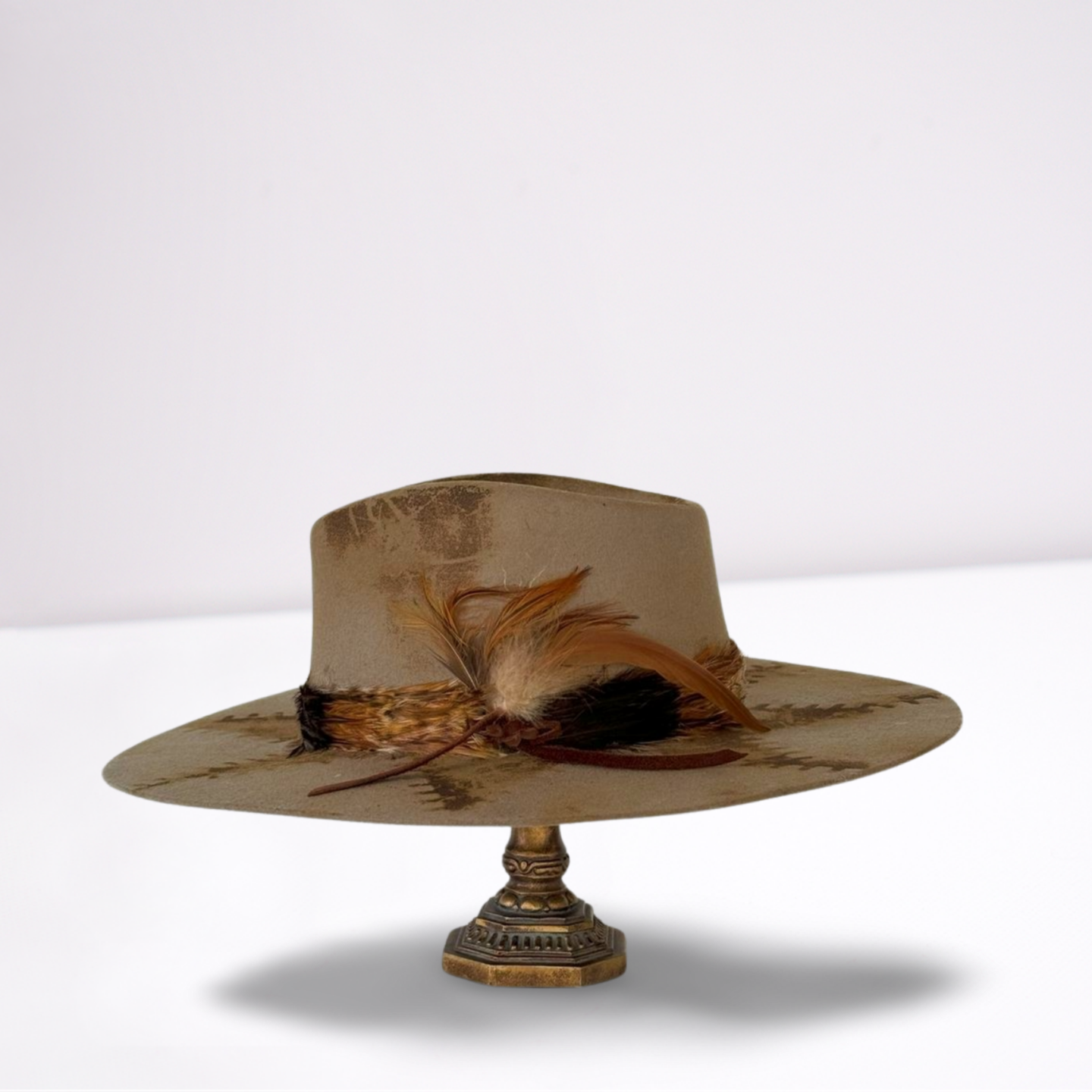 Twister Feather Band Distressed Rancher Hat