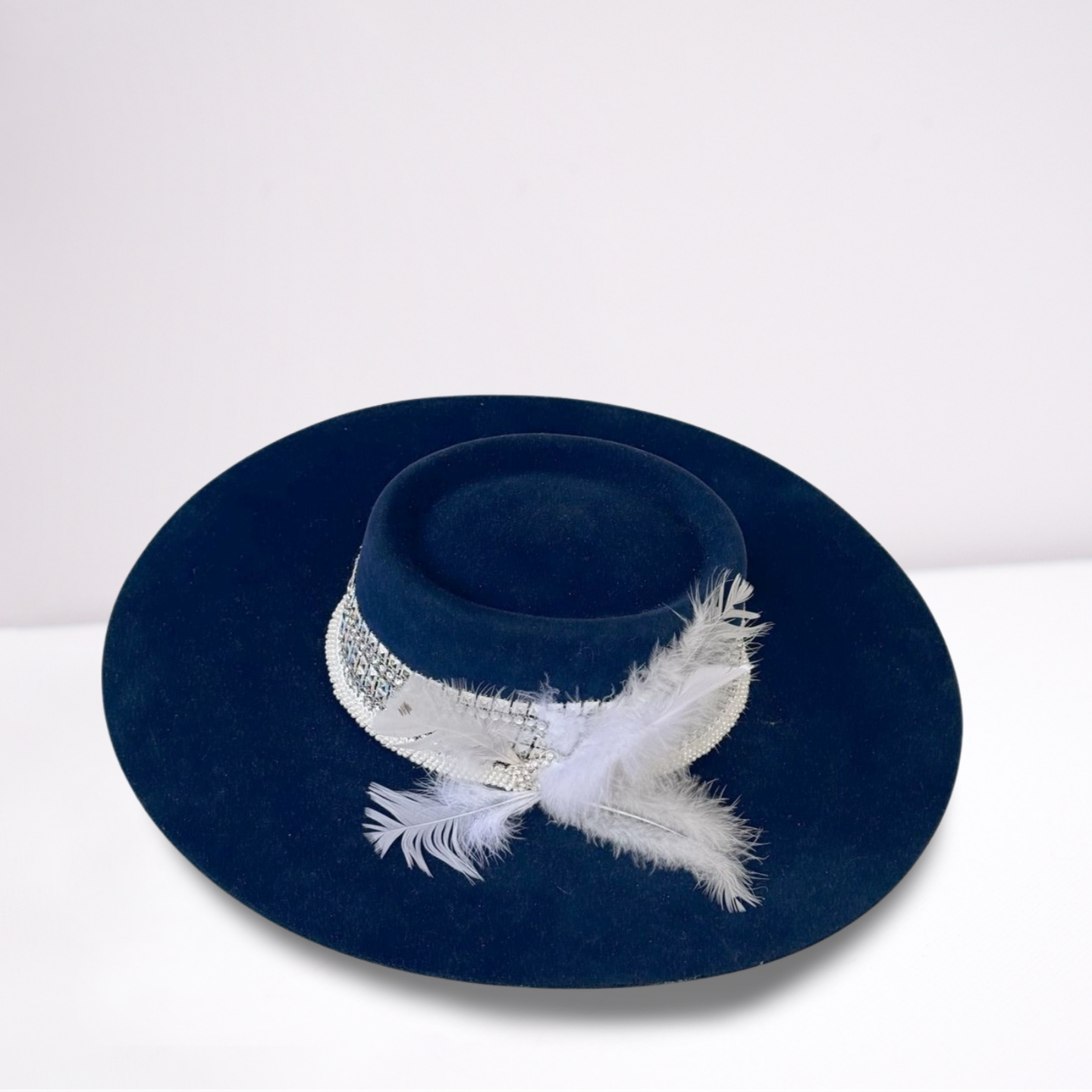 Embellished Band Wide Brim Felt Rancher Hat