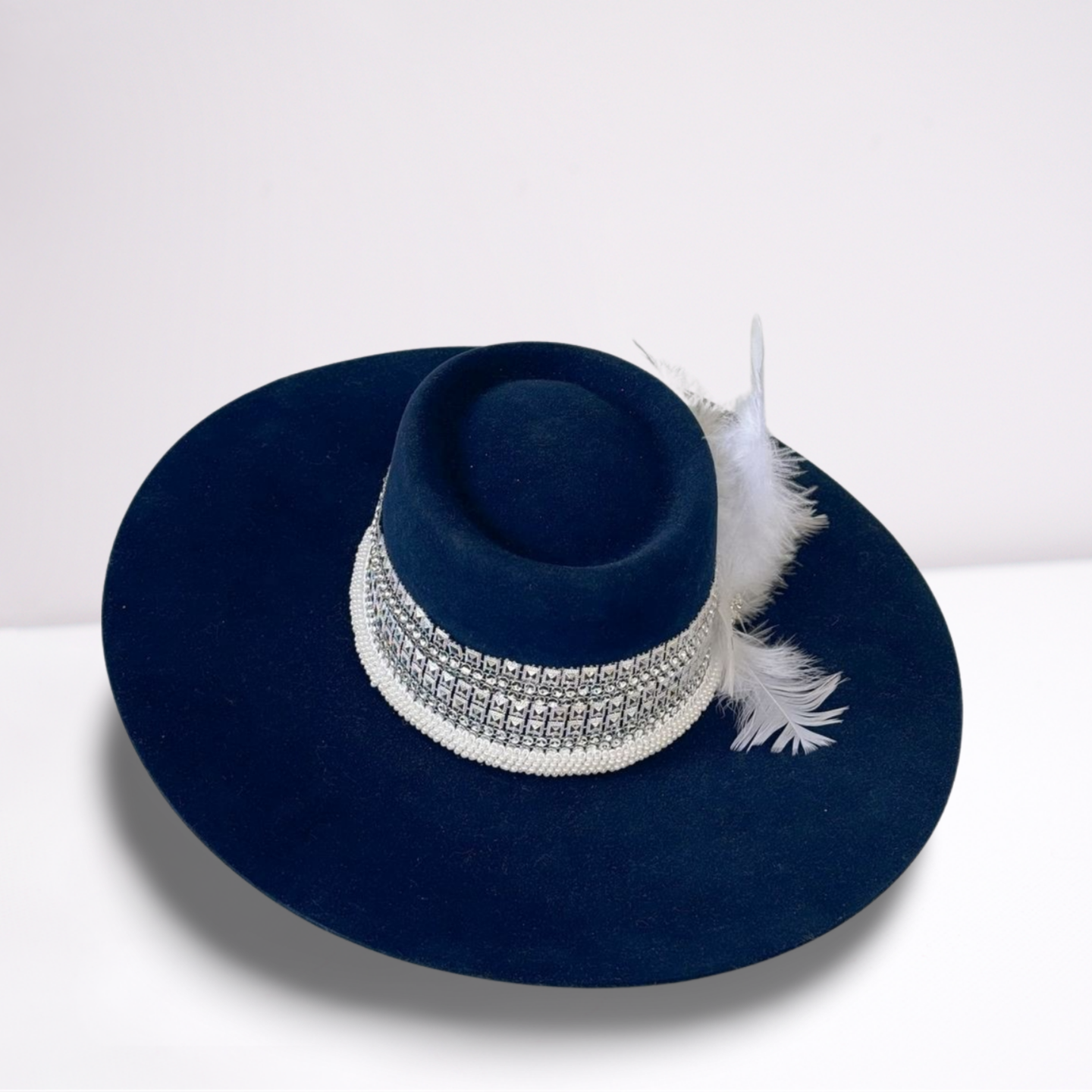 Embellished Band Wide Brim Felt Rancher Hat