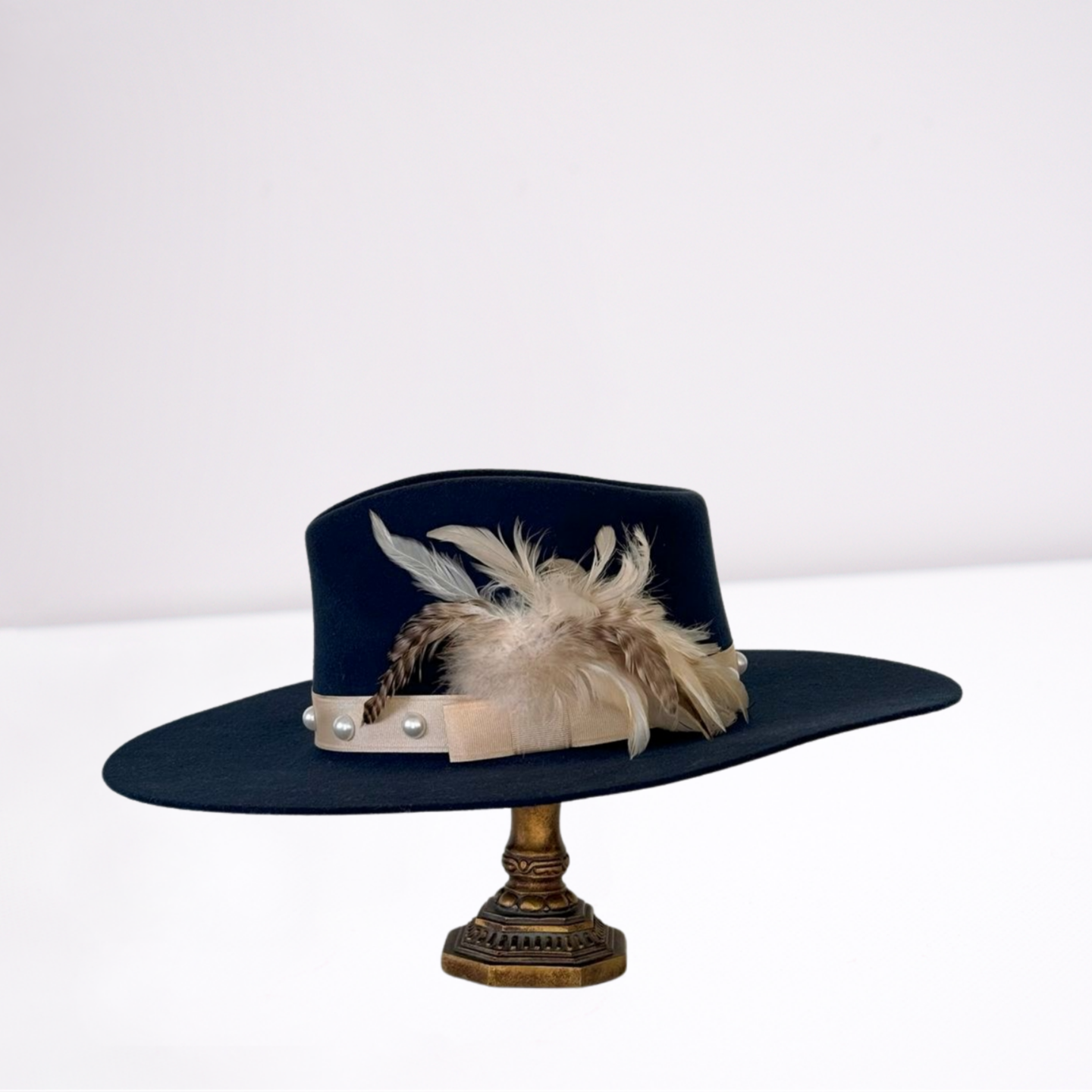 Twister Navy Blue & Pearl Feather Rancher Hat