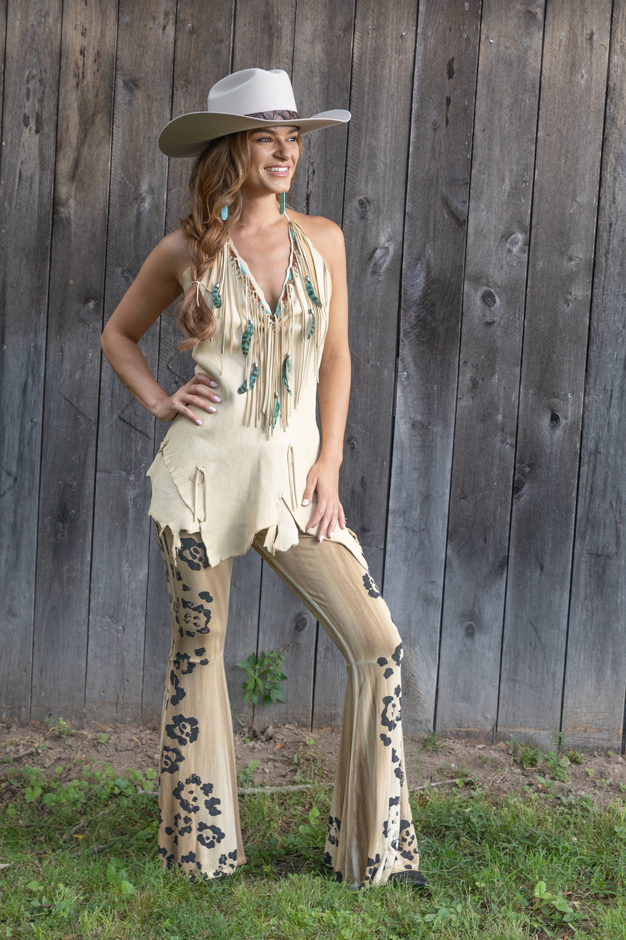 Cheeta Print Flare Stretch Pant