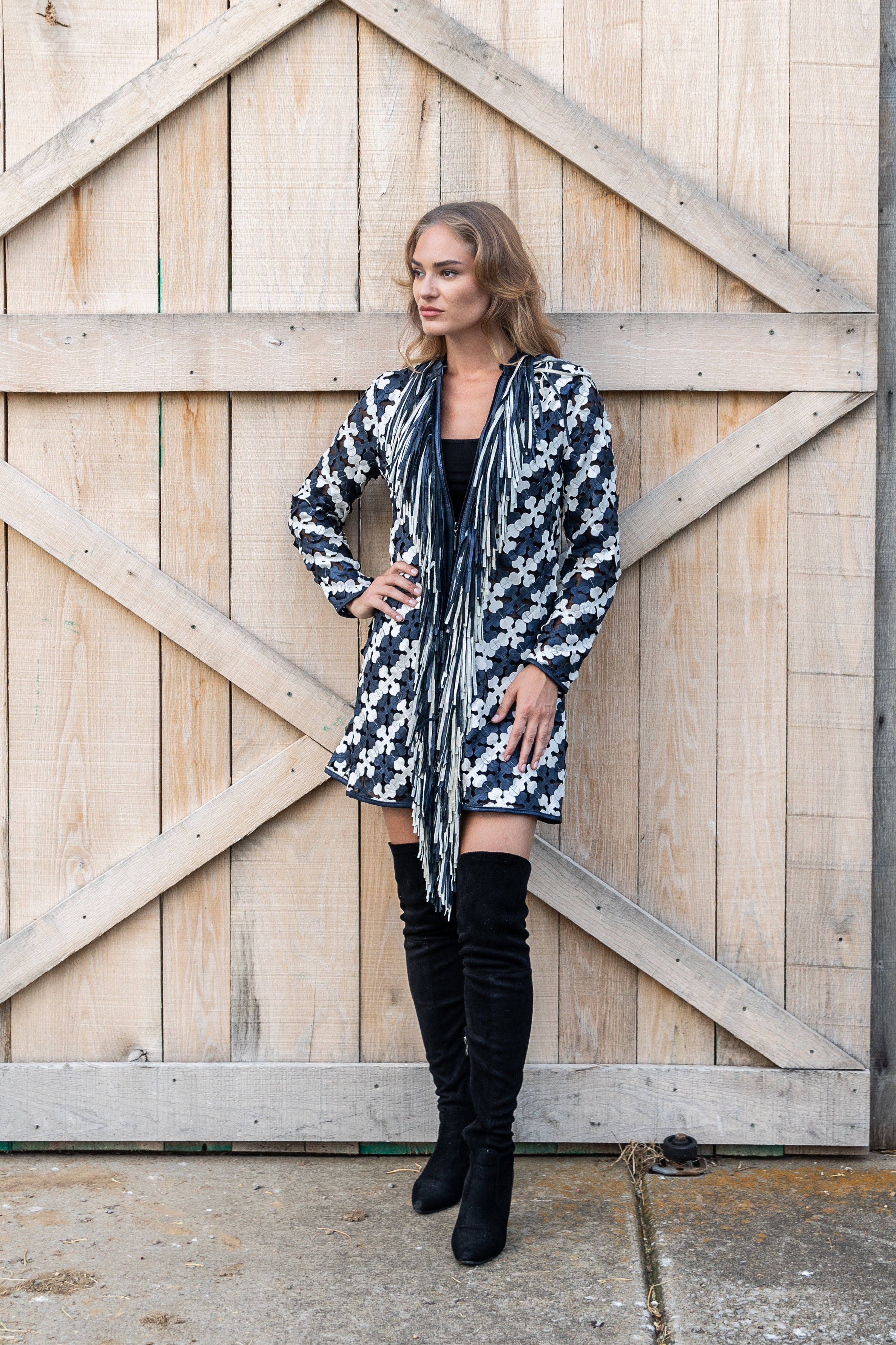 Long Sleeve Jacket with Front Fringe