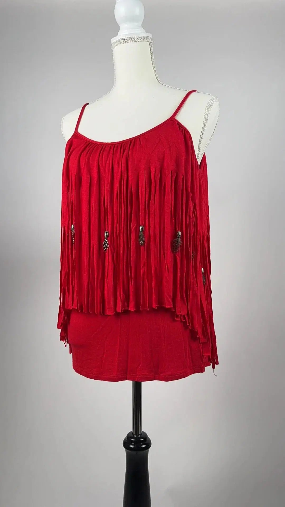 Open Shoulder Fringe Top