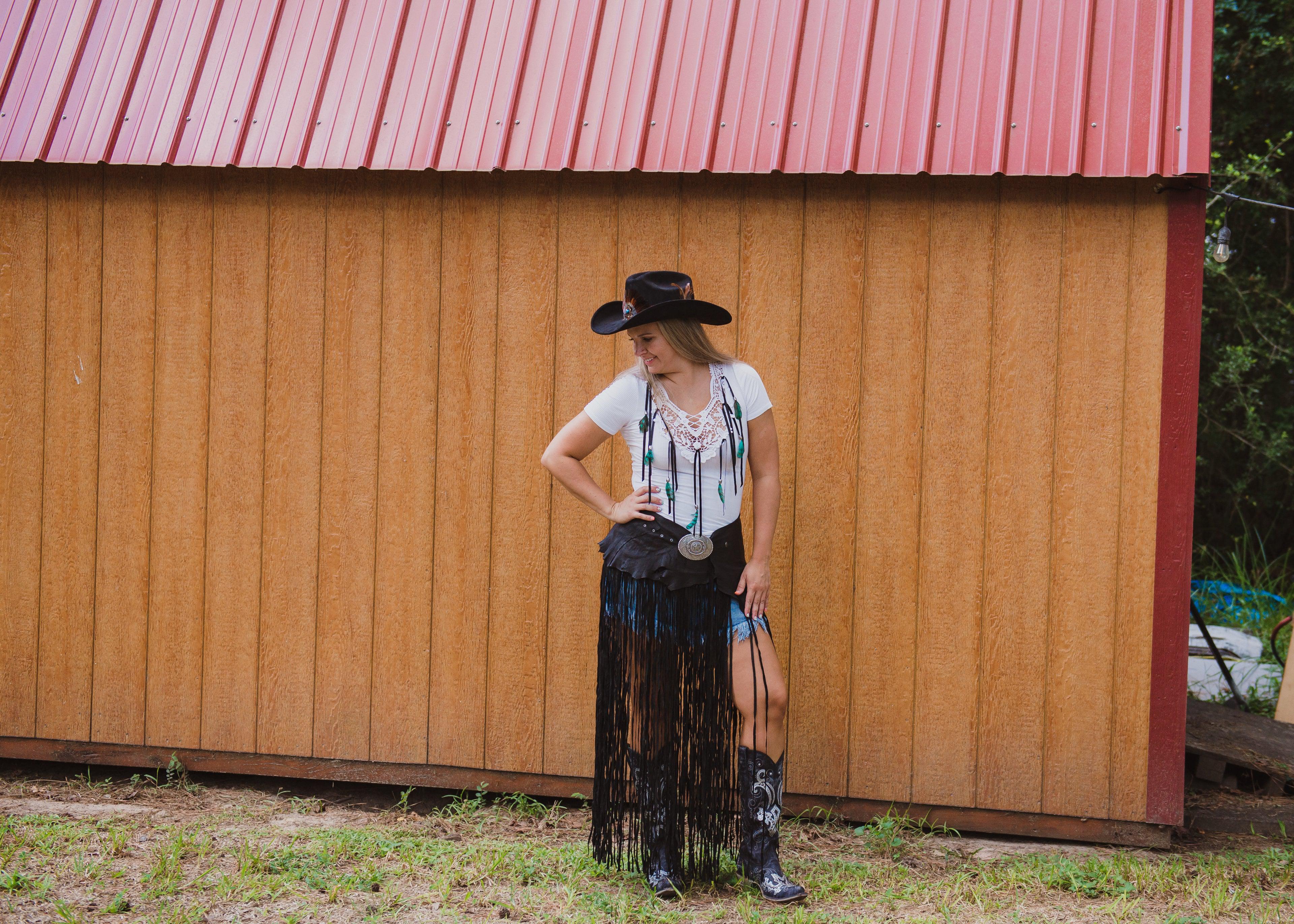 Ribbed Cotton Fringe T-Shirt