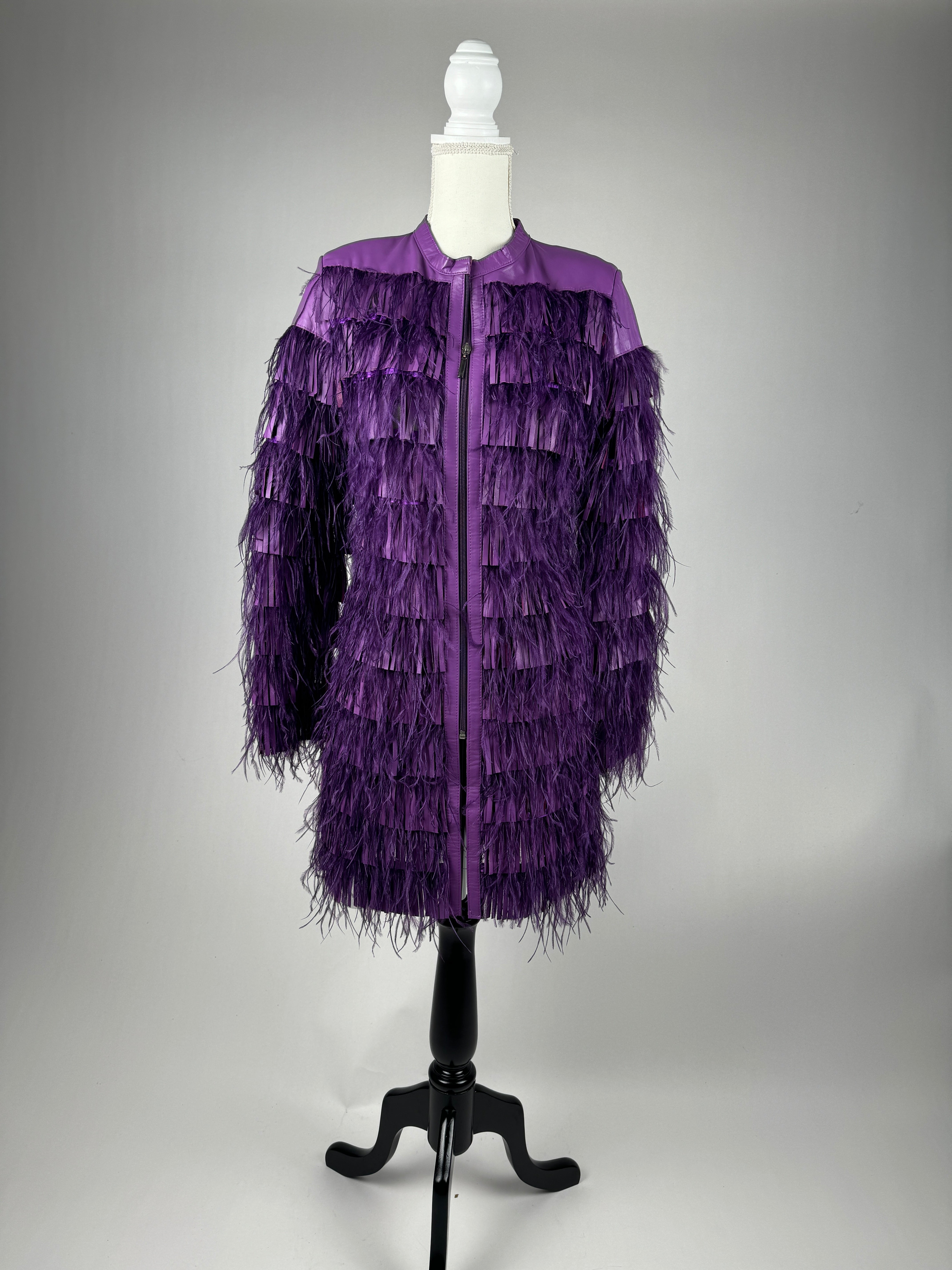 【deres】feather spring coat Natasha Lavender Ostrich Feathers Jacket,feathers Coat Dress