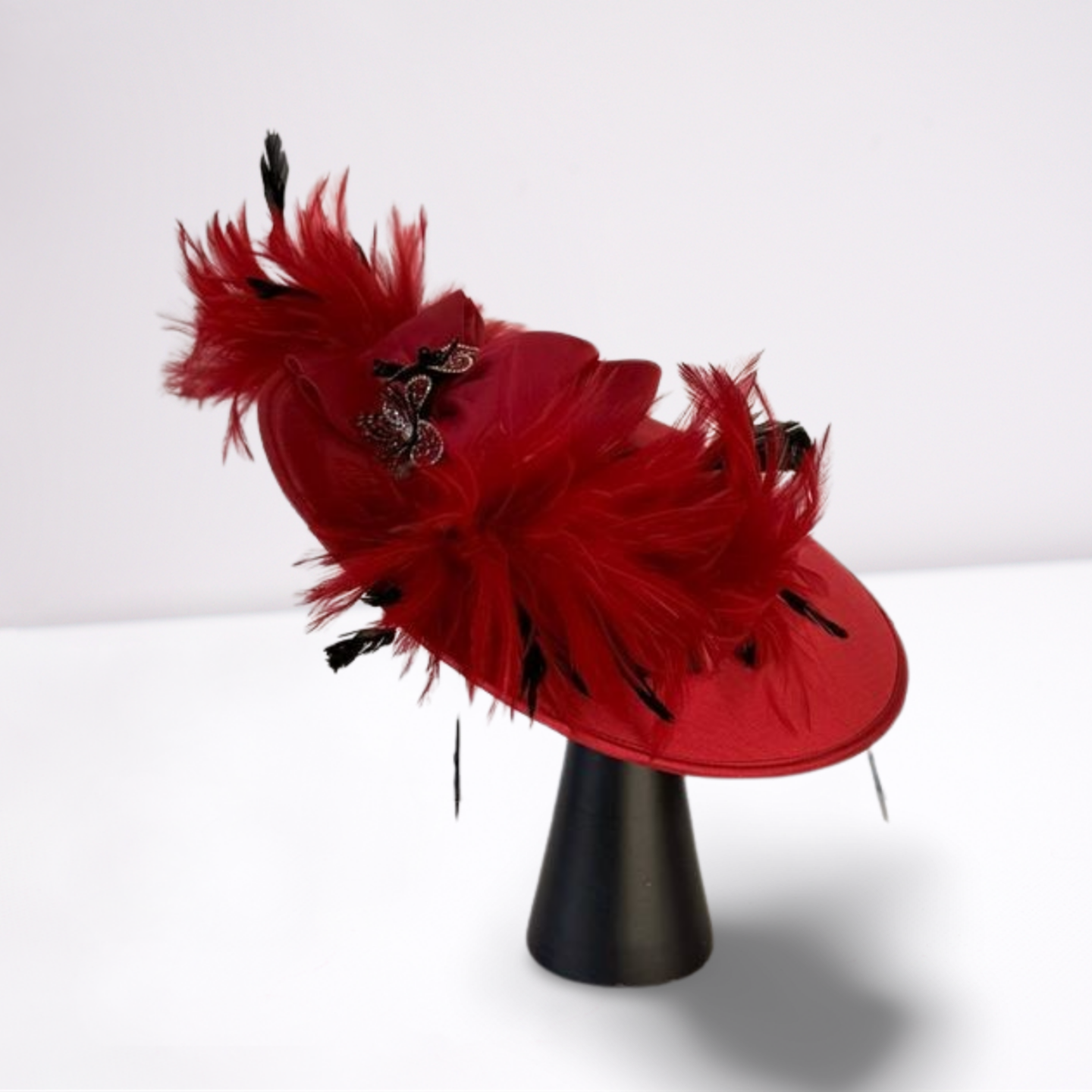 Red Feather Fascinator Derby Hat-Animo Hat Company