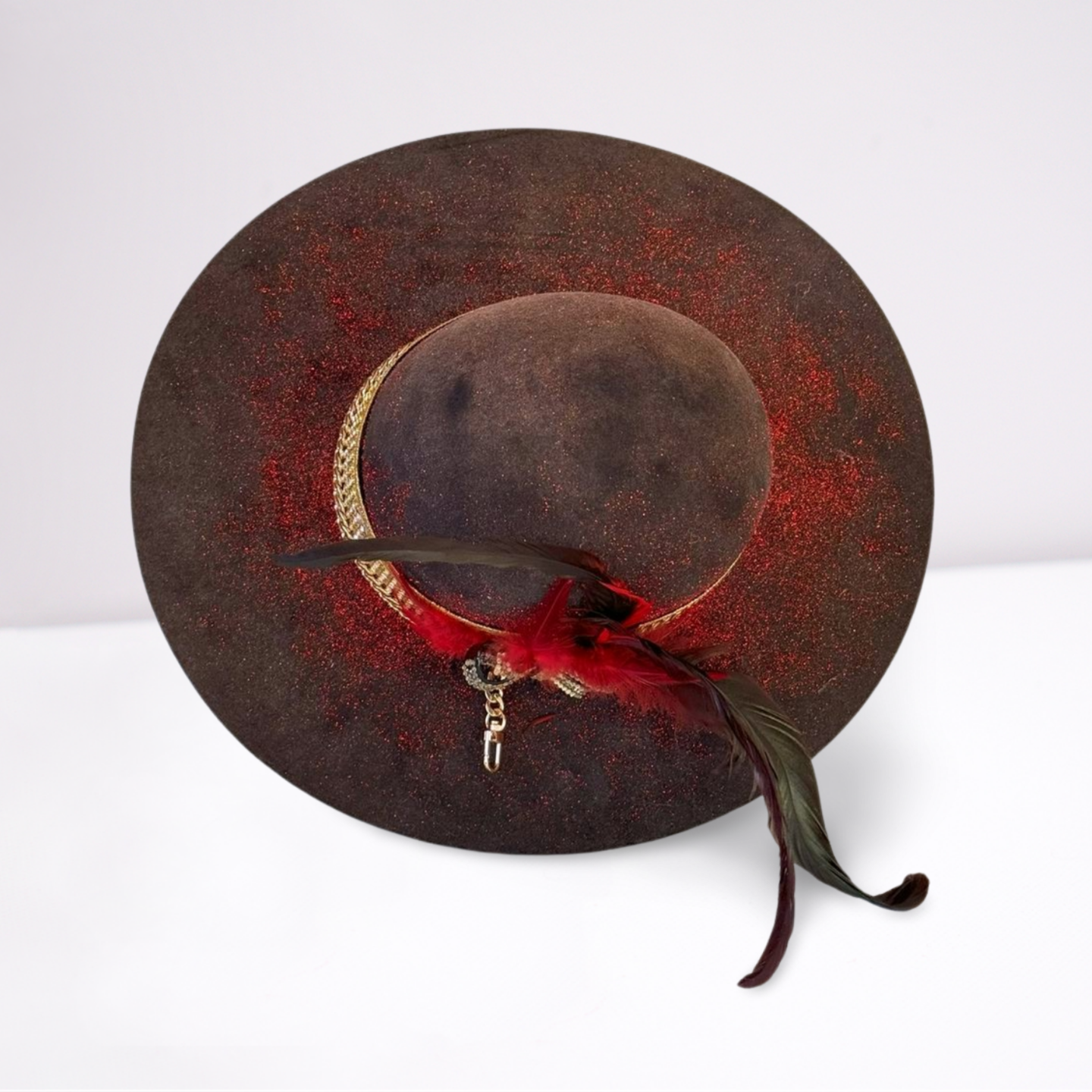 Red Sparkle Embellished Band Rancher Hat