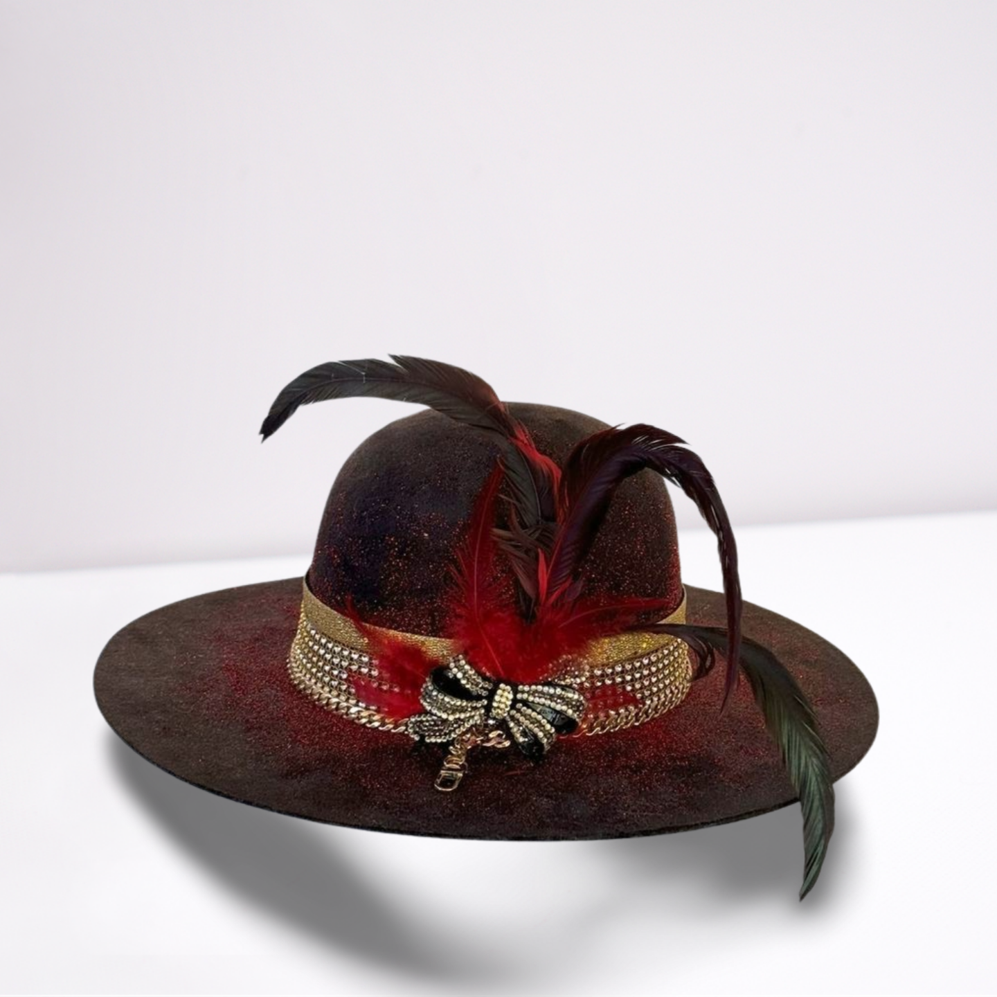 Red Sparkle Embellished Band Rancher Hat