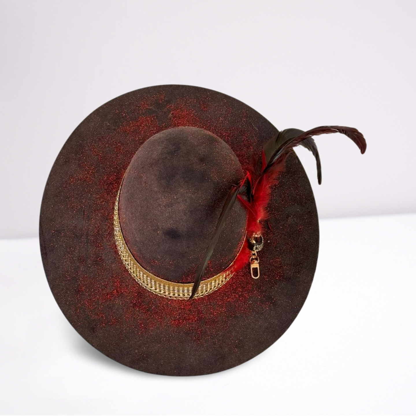 Red Sparkle Embellished Band Rancher Hat