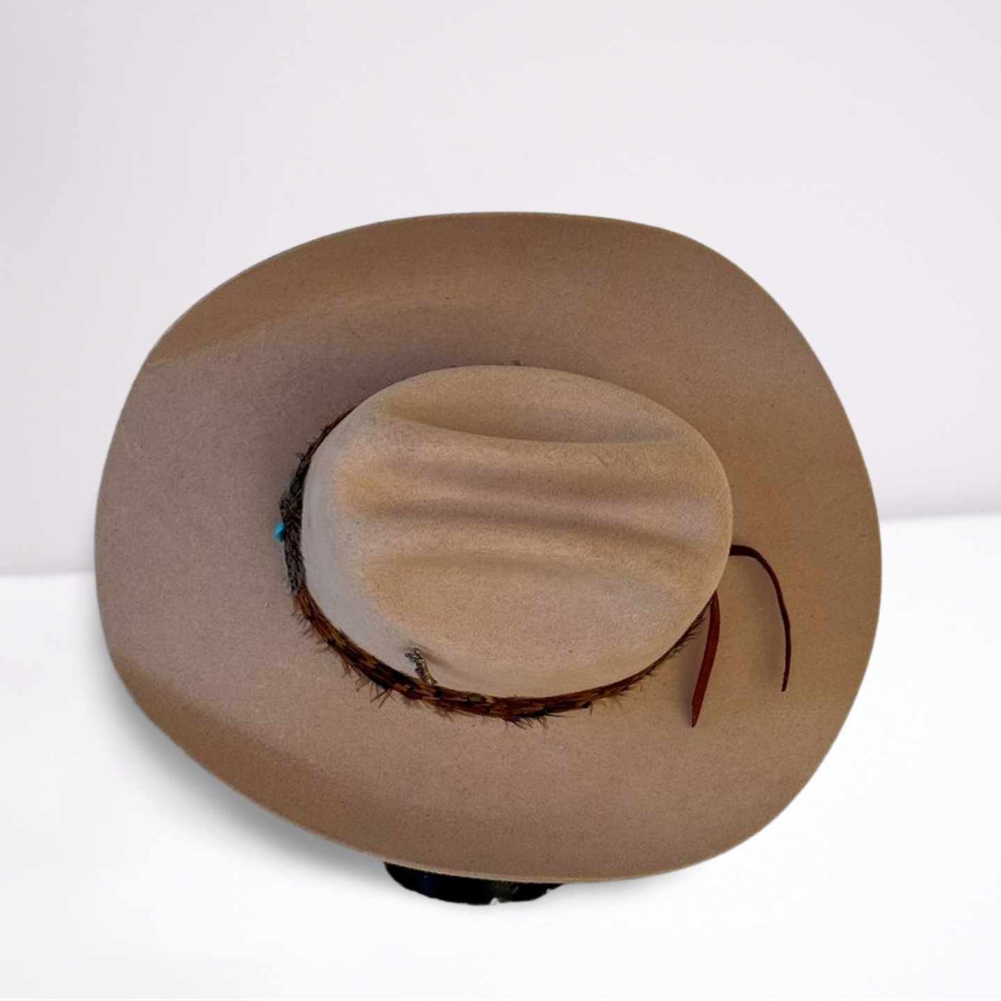 Justin Feathered Band Crown Wool Cowboy Hat