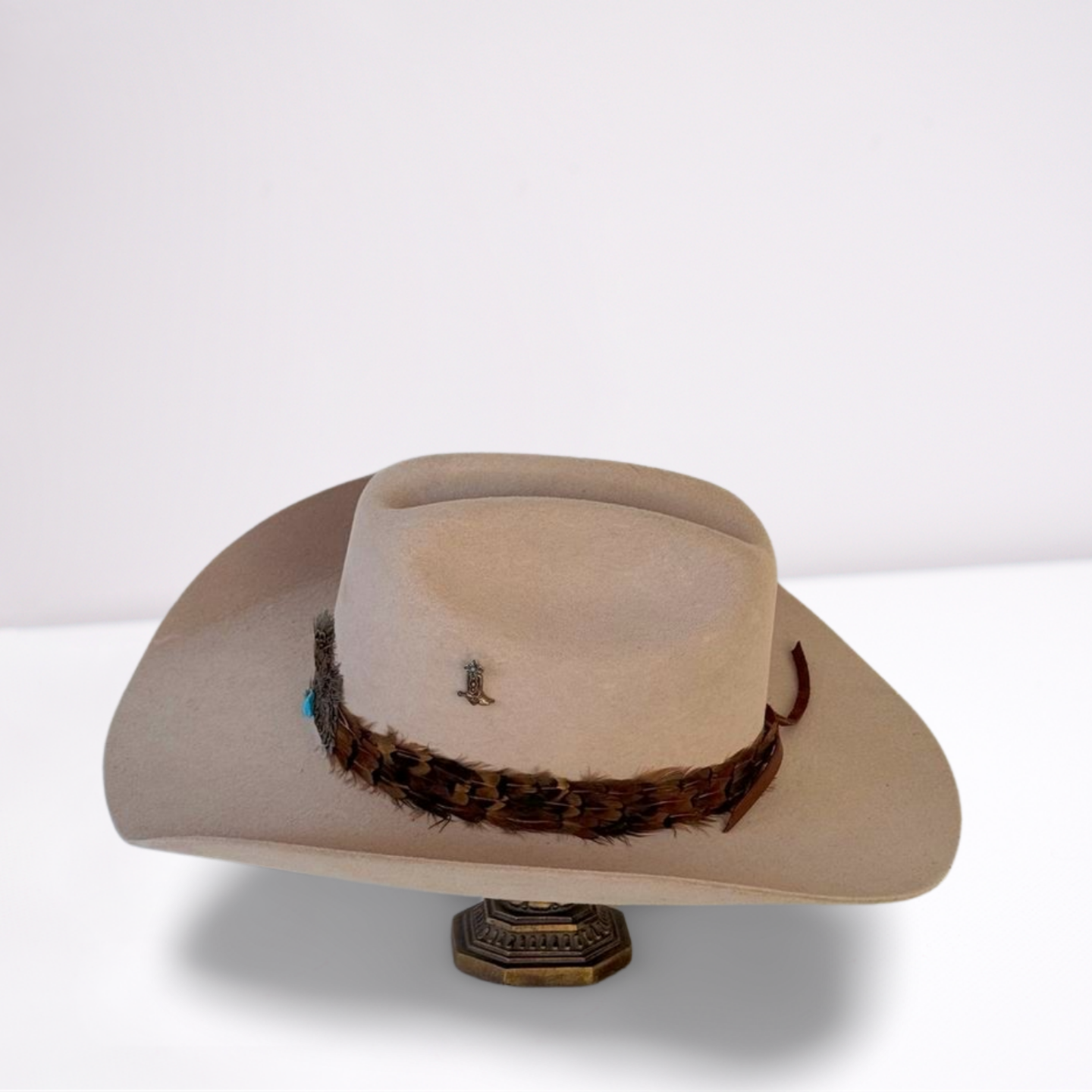 Justin Feathered Band Crown Wool Cowboy Hat