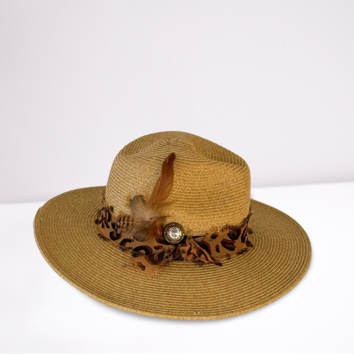 Animal Print Scarf Fedora Summer Hat