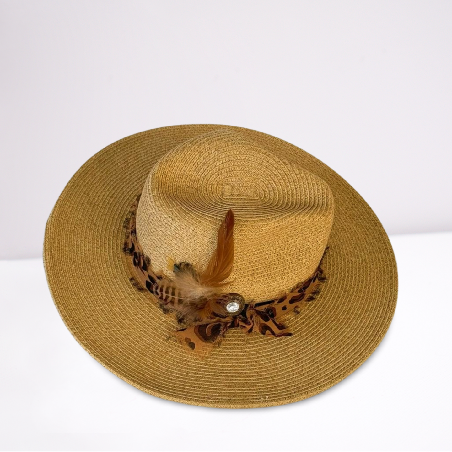 Animal Print Scarf Fedora Summer Hat