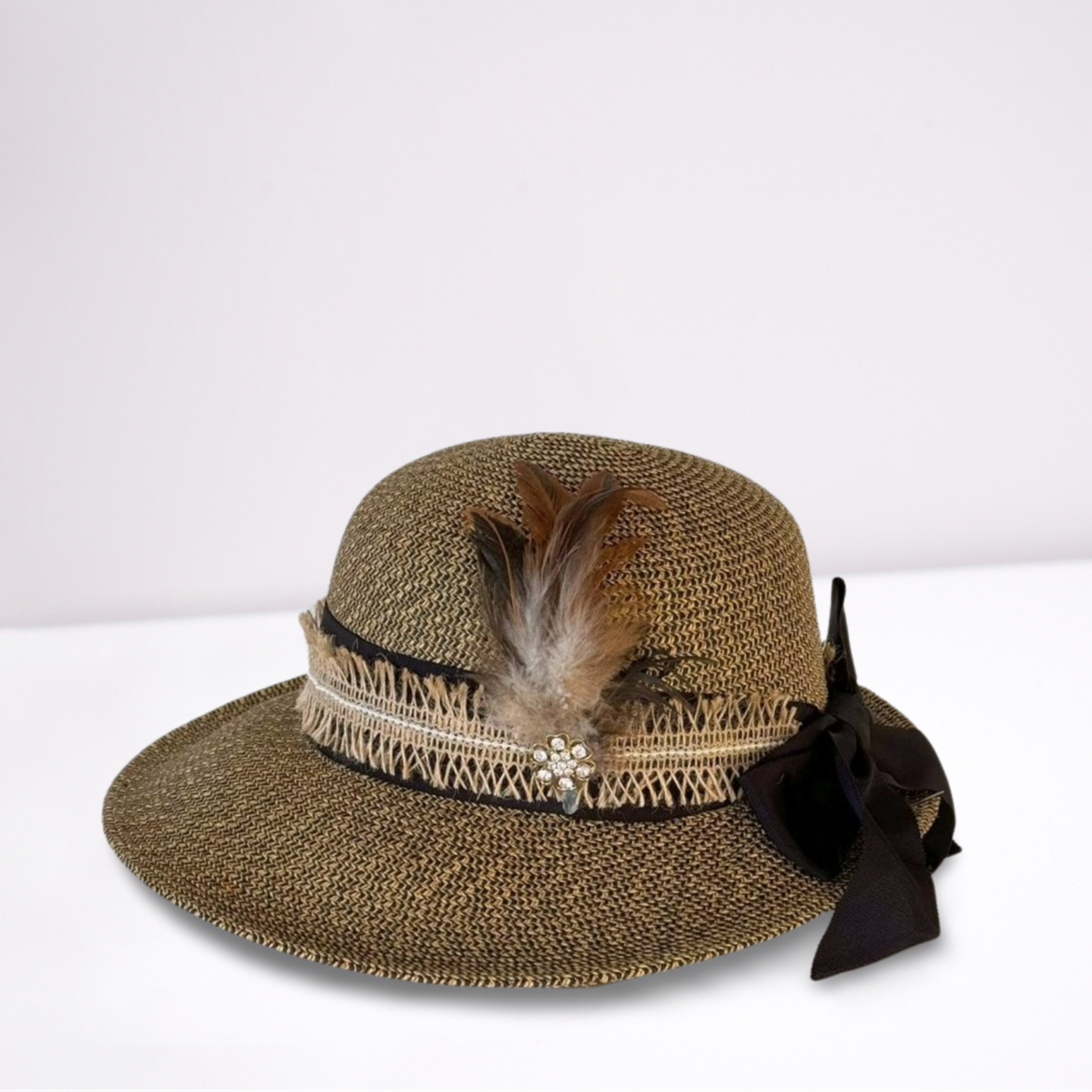 Scala Ribbon Band Boater Summer Hat