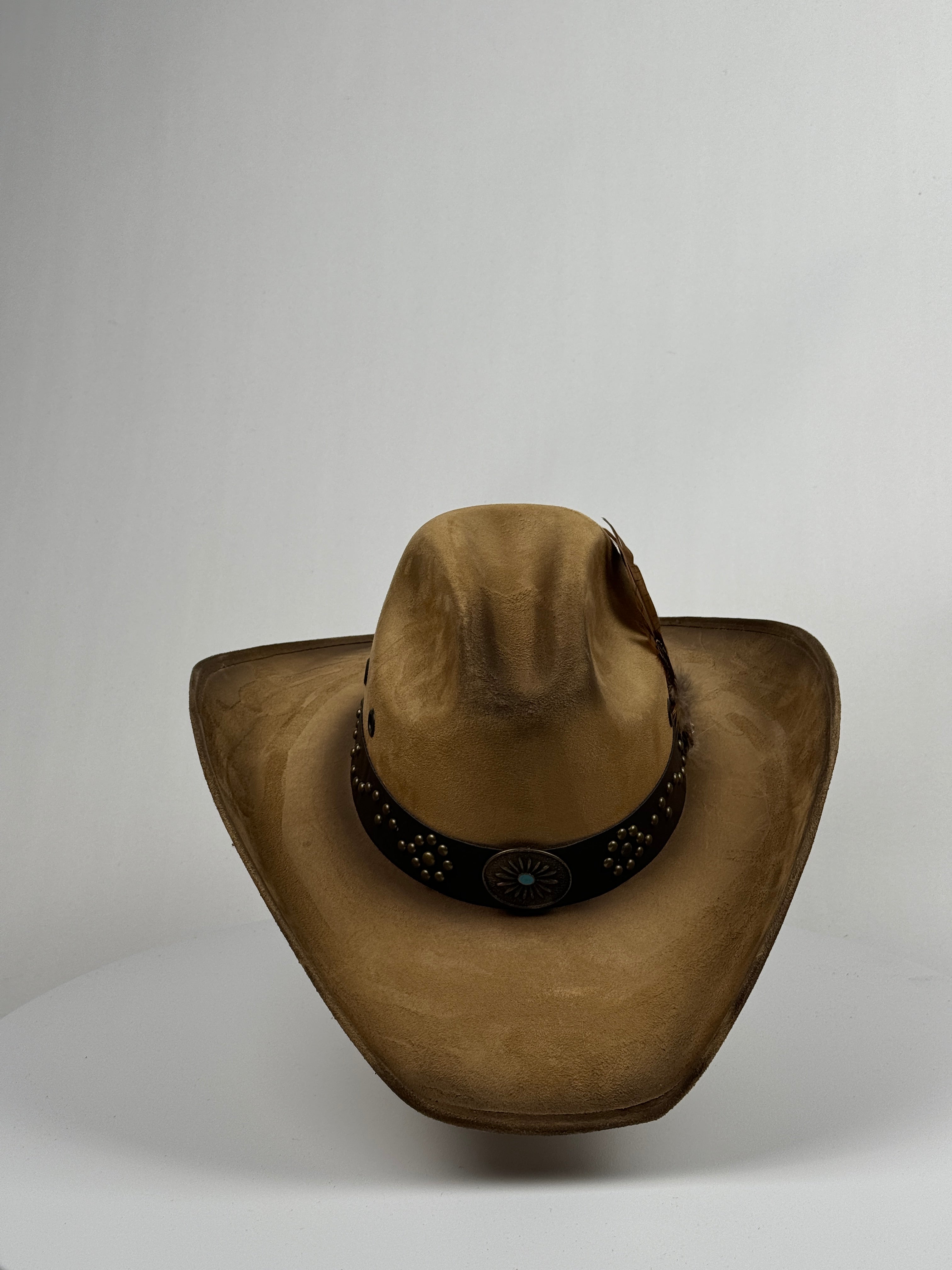 Leather Band Cowboy Hat with Turquoise Center