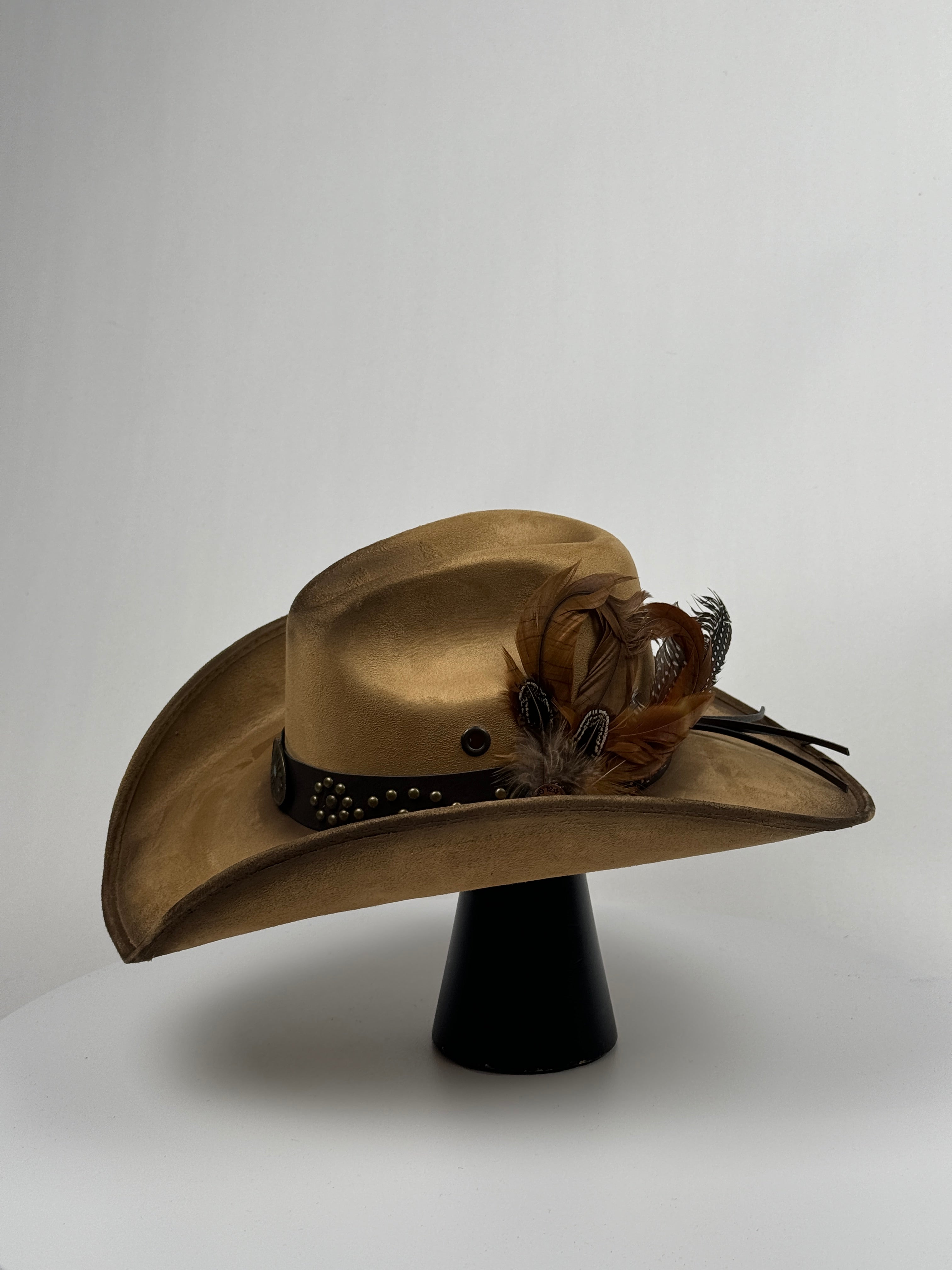 Leather Band Cowboy Hat with Turquoise Center