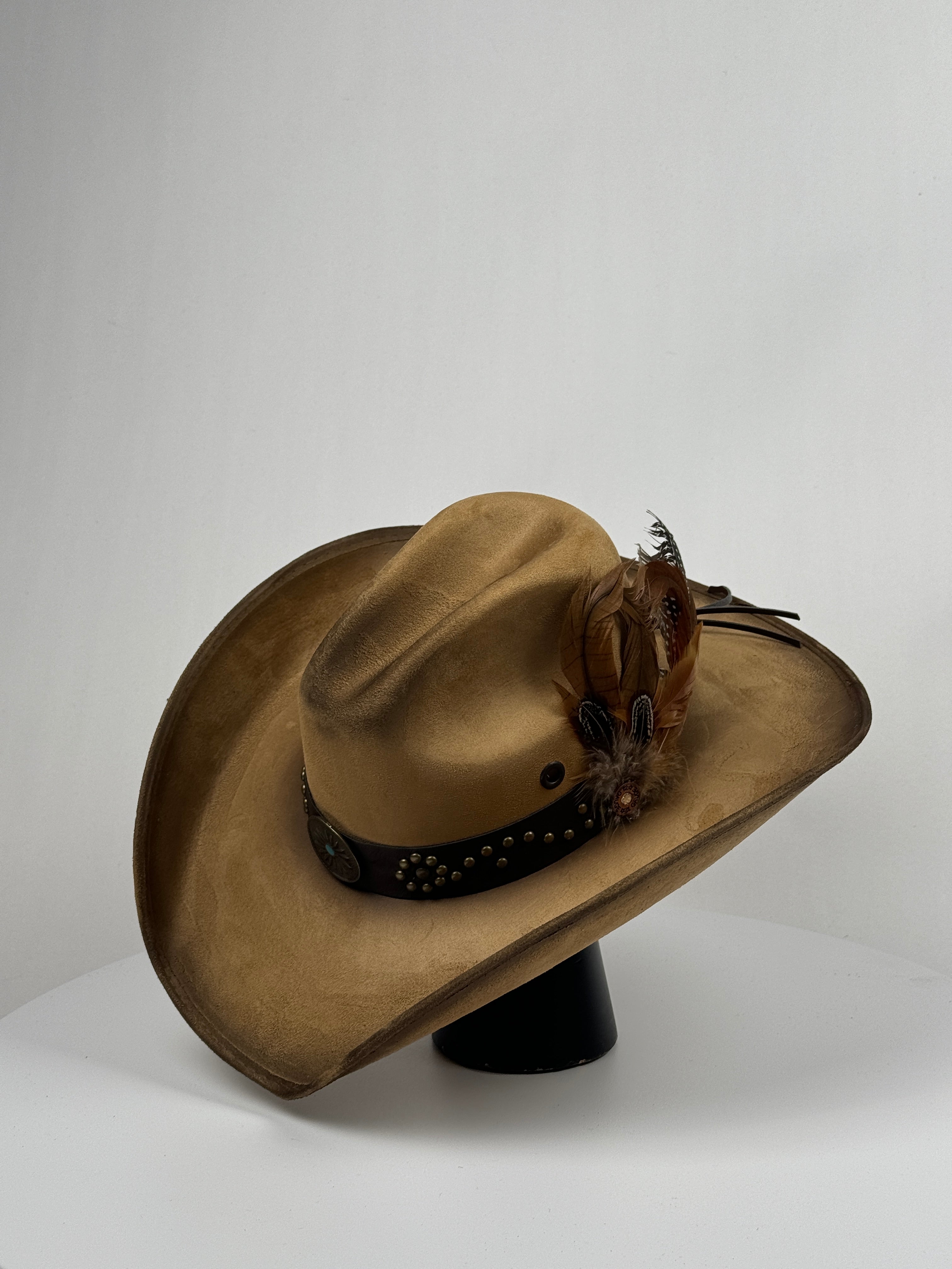 Leather Band Cowboy Hat with Turquoise Center