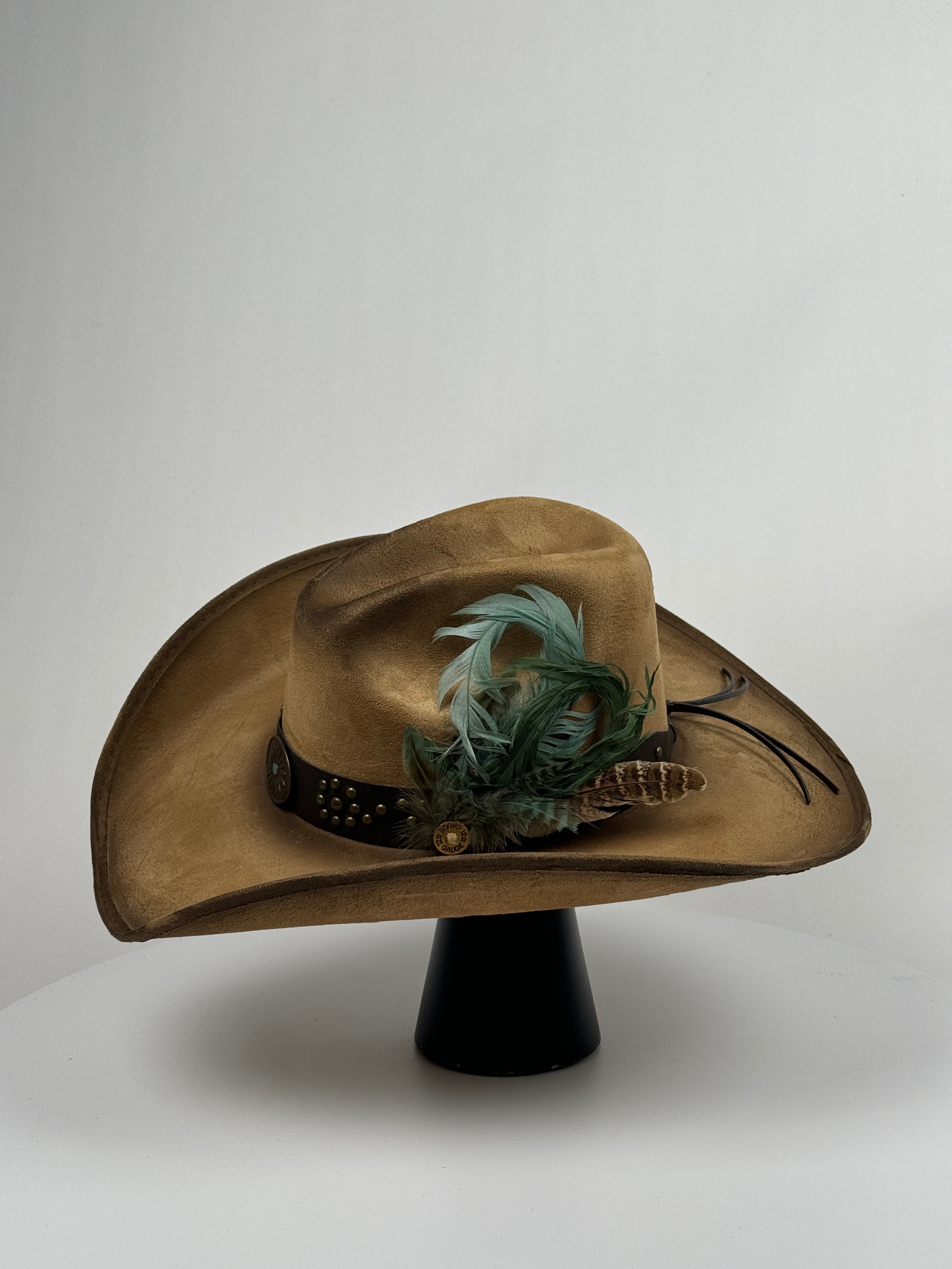 Turquoise Feather Leather Band Cowboy Hat