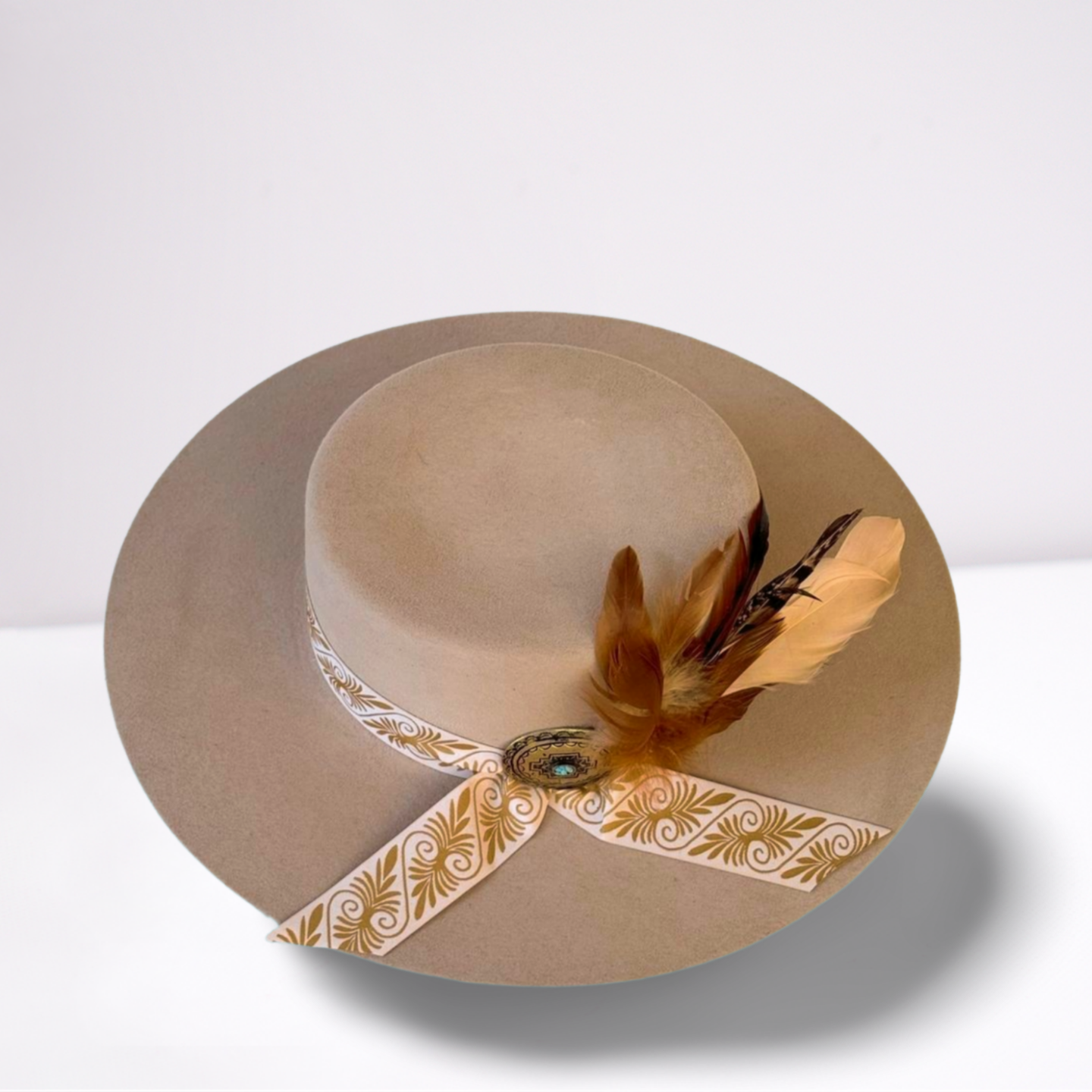 Scala Gold/White Ribbon Band Bolero Hat