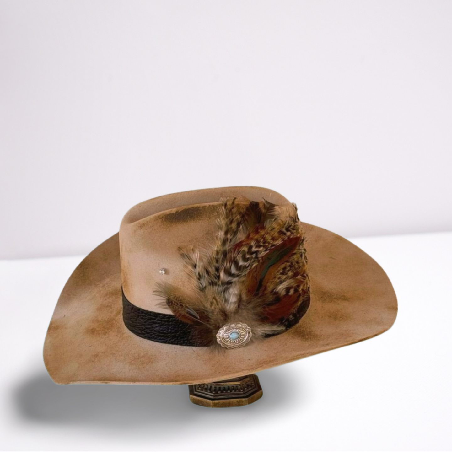 Justin Embossed Leather Band Cowboy Hat