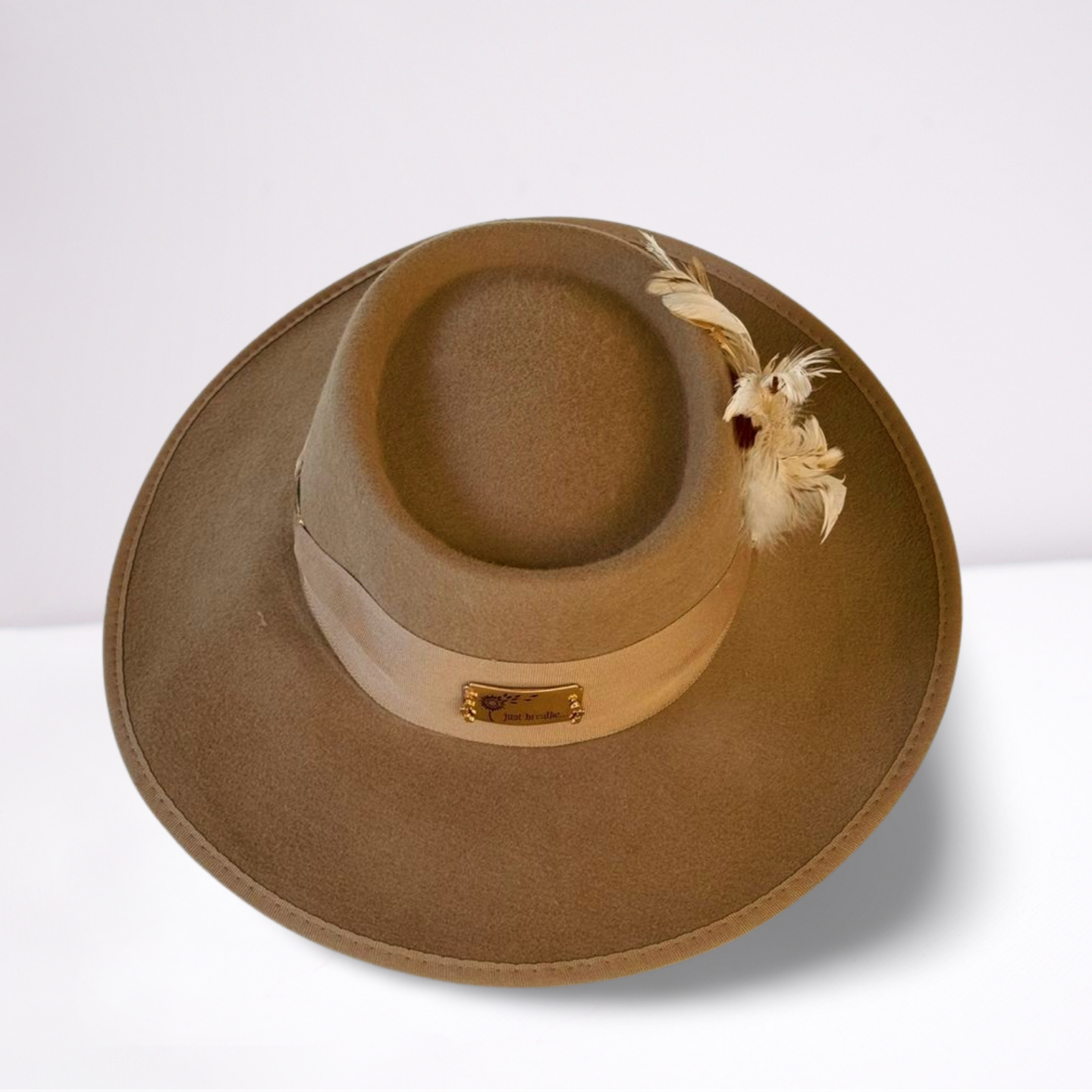 Grasgrain Ribbon Band Cream Feather Boater Hat