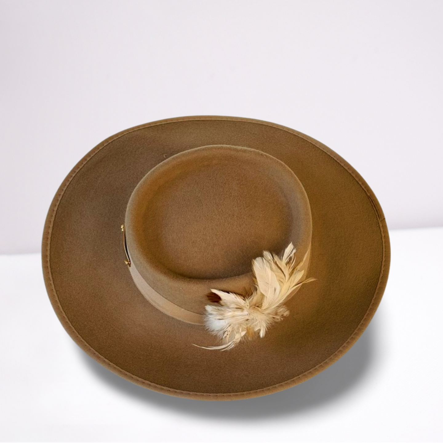 Grasgrain Ribbon Band Cream Feather Boater Hat