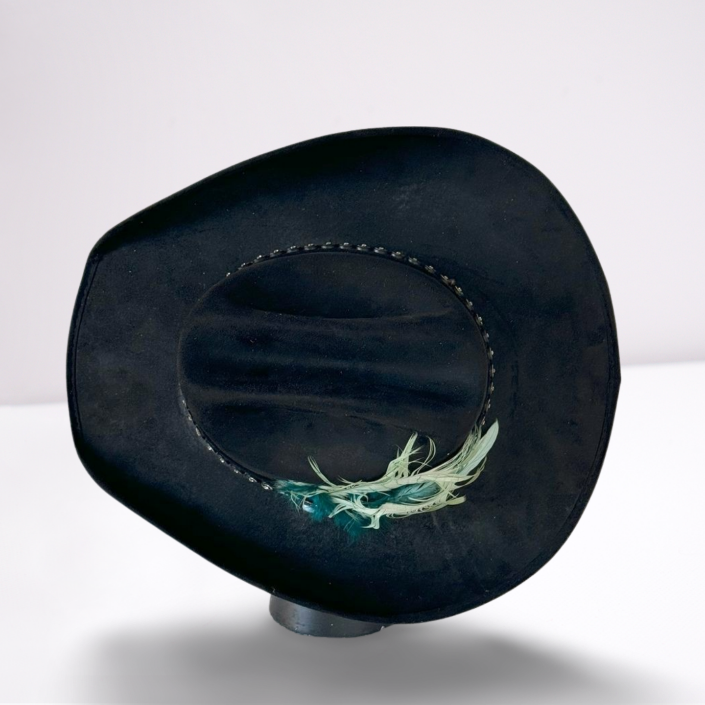 Turquoise Feathered Studded Band Cowboy Hat