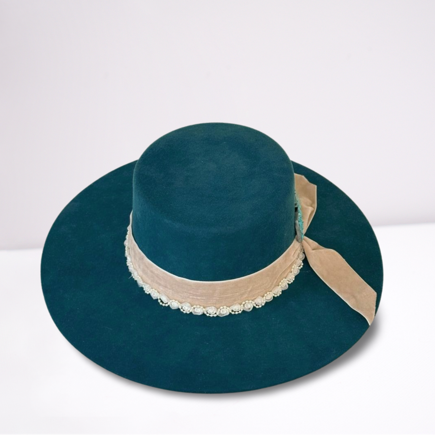 Velvet Cream Ribbon Band Bolero Hat