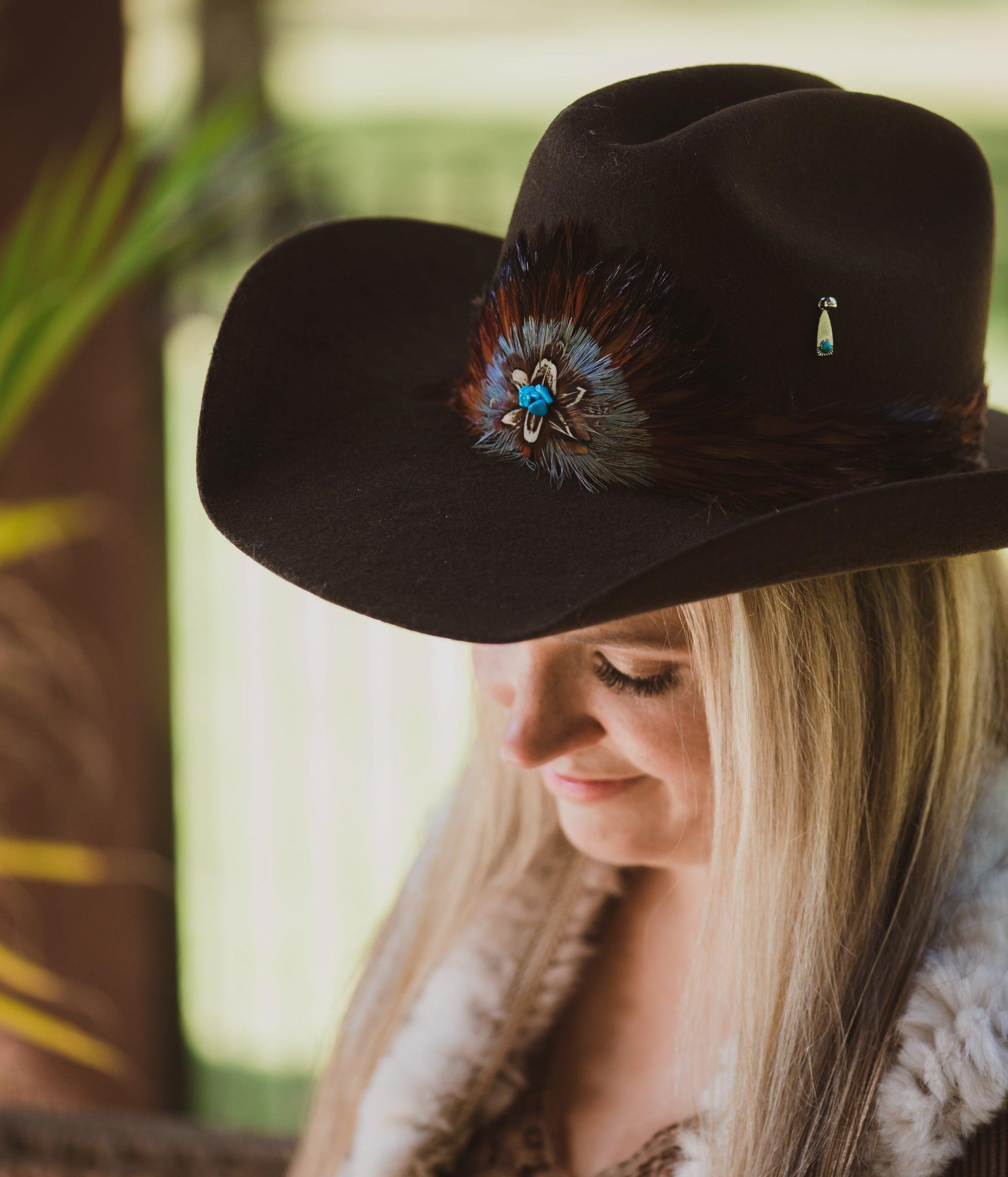 Feather Band Wool Brown Cowboy Hat