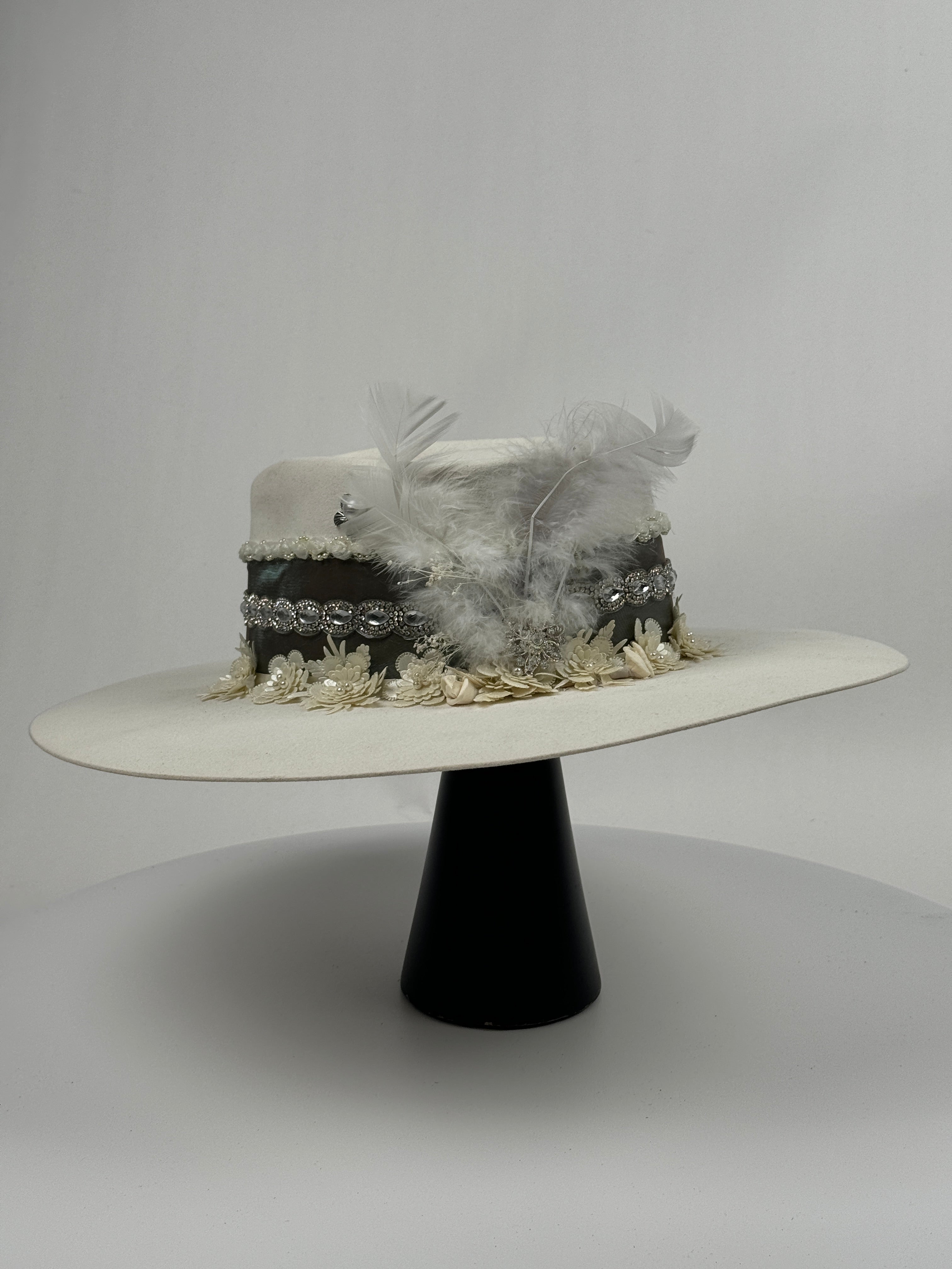 White Embellished Rancher Hat
