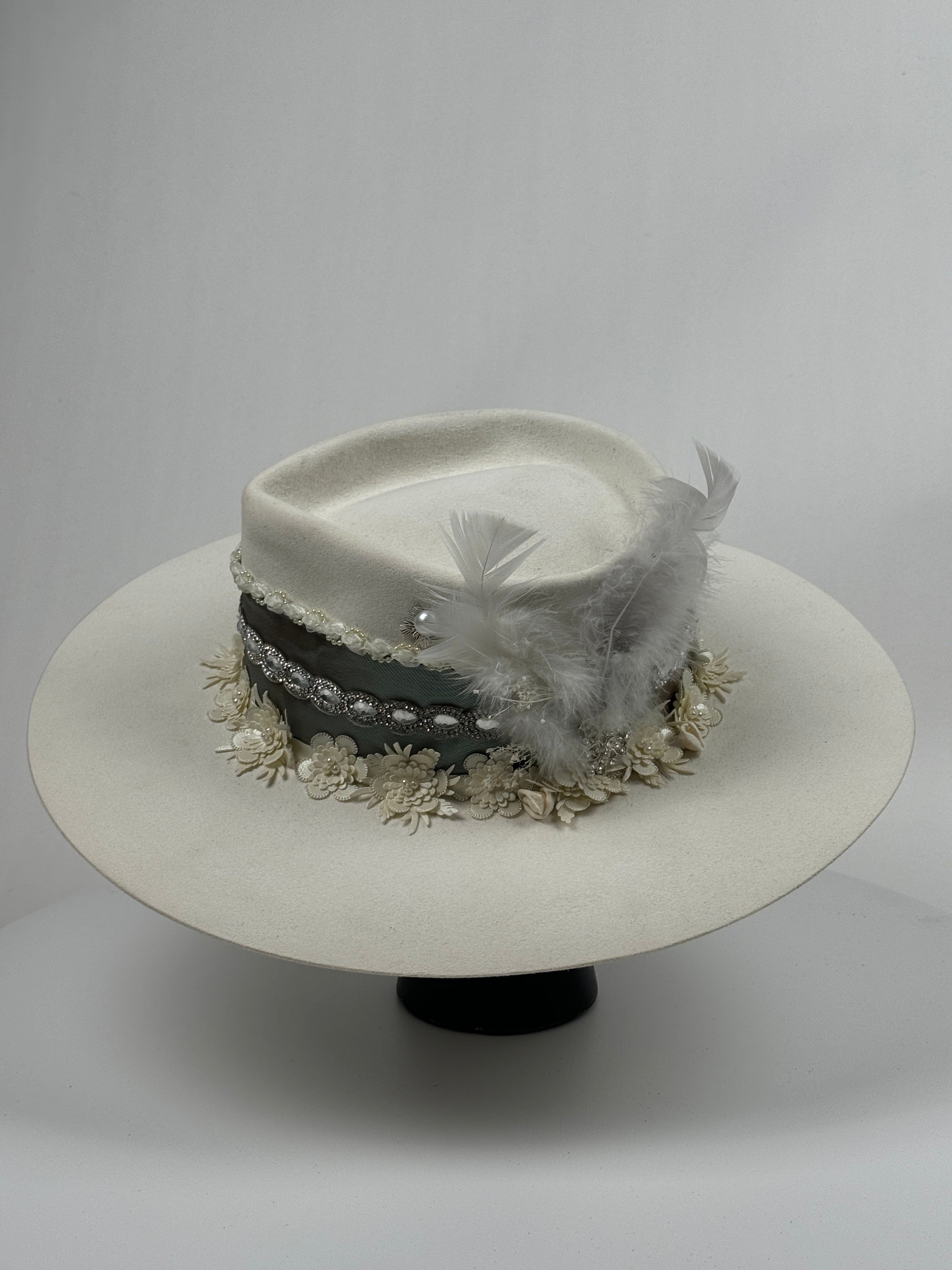 White Embellished Rancher Hat