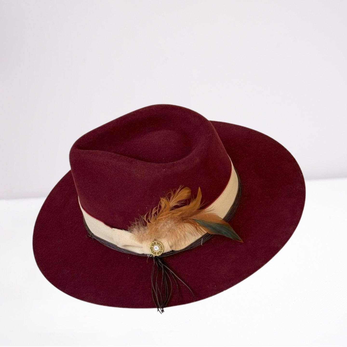 Wine Grasgrain Ribbon Band Rancher Hat