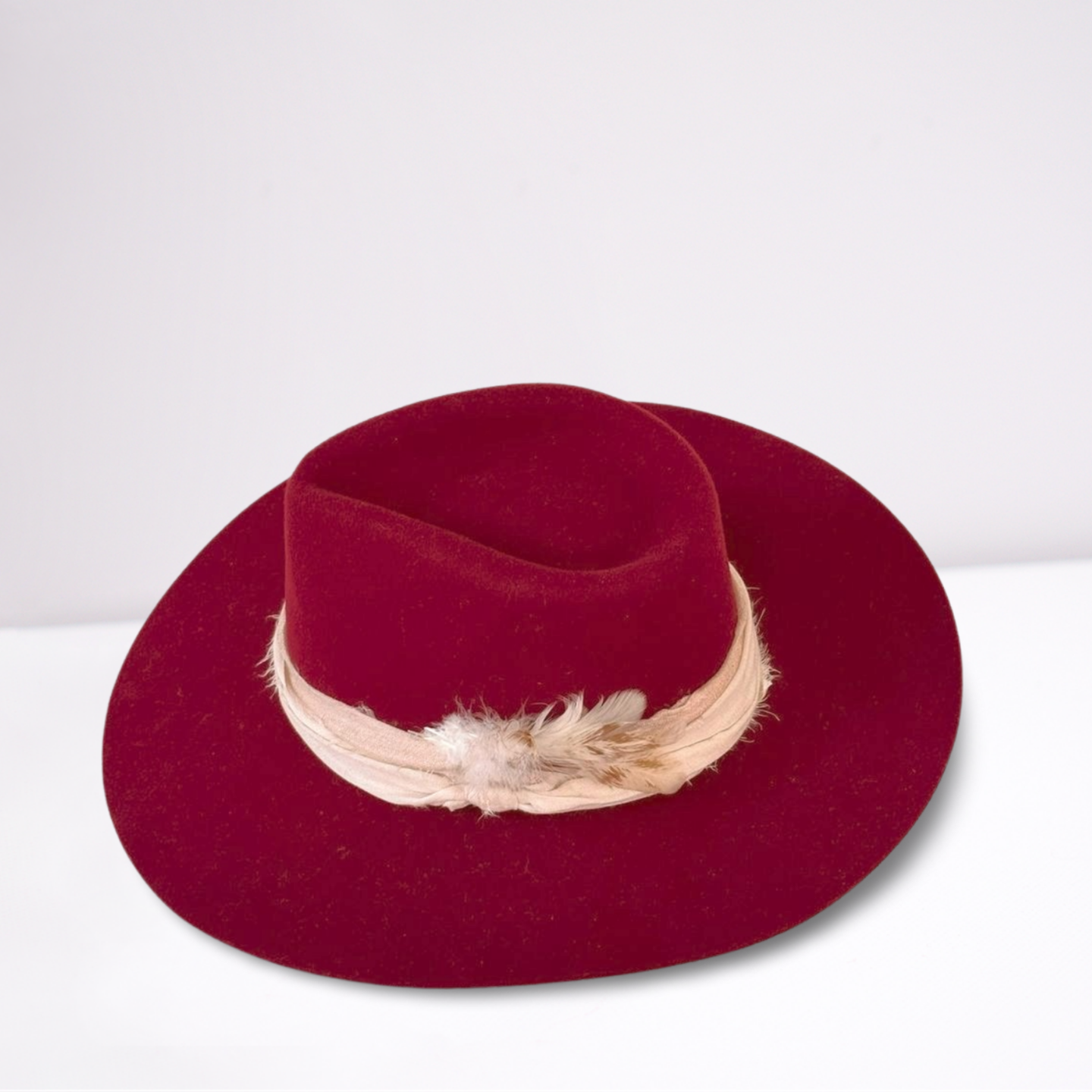 Twister Cream Scarf Band Feather Rancher Hat