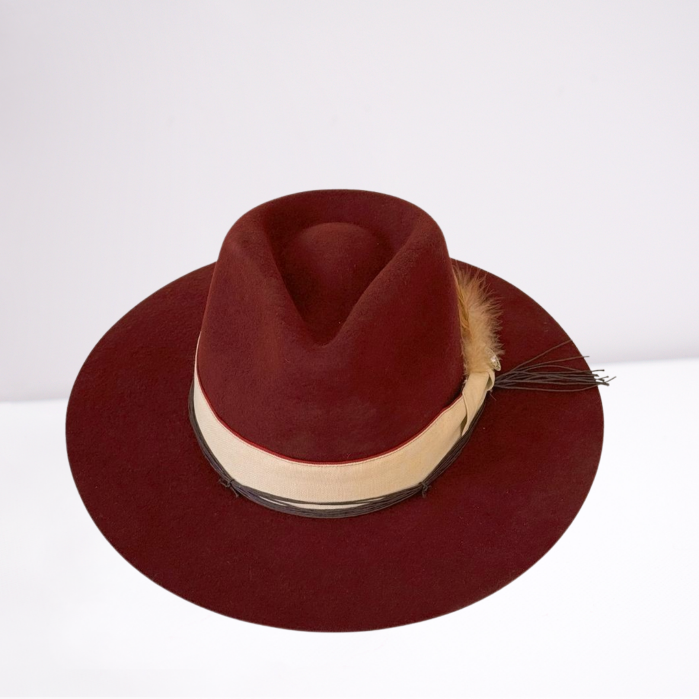 Wine Grasgrain Ribbon Band Rancher Hat