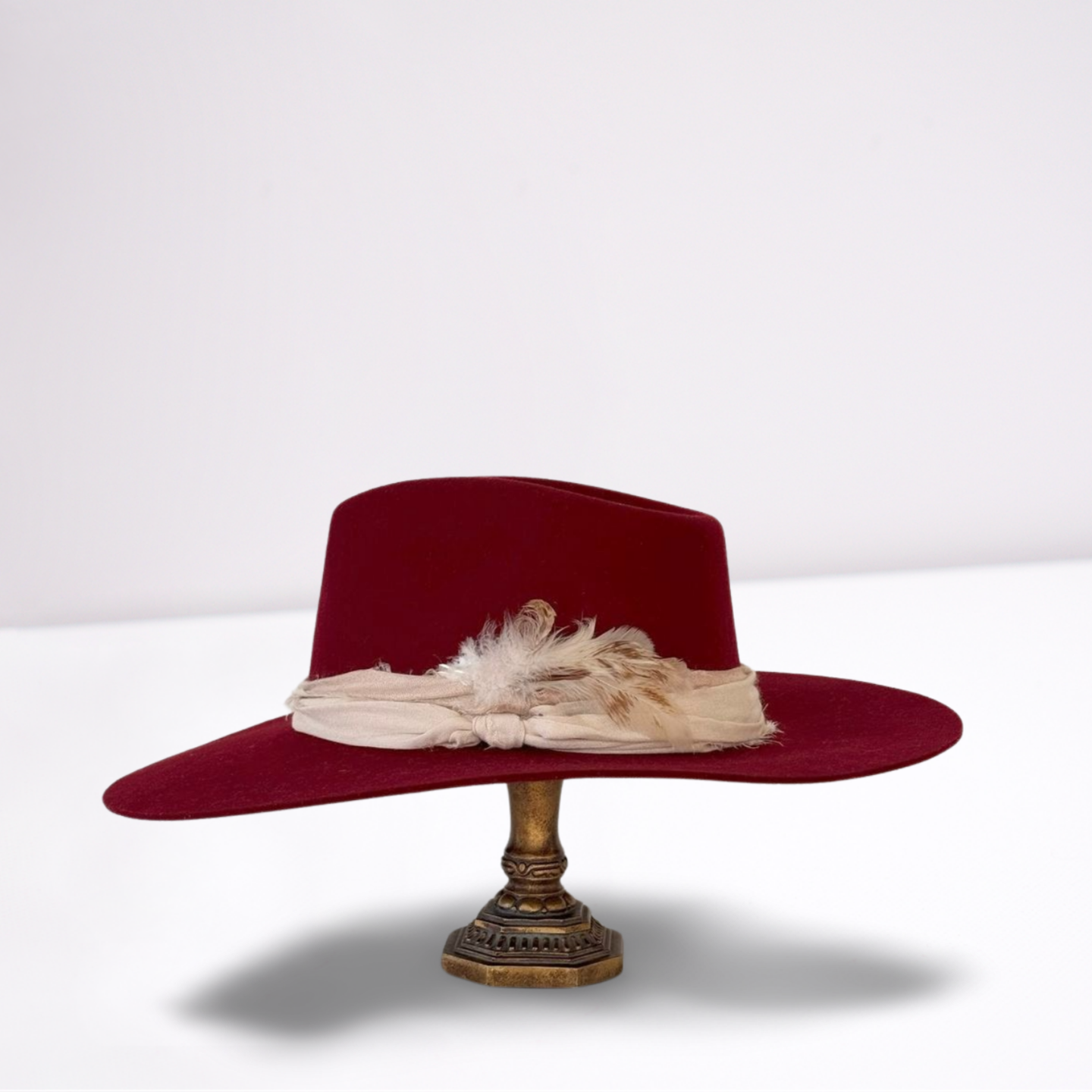 Twister Cream Scarf Band Feather Rancher Hat