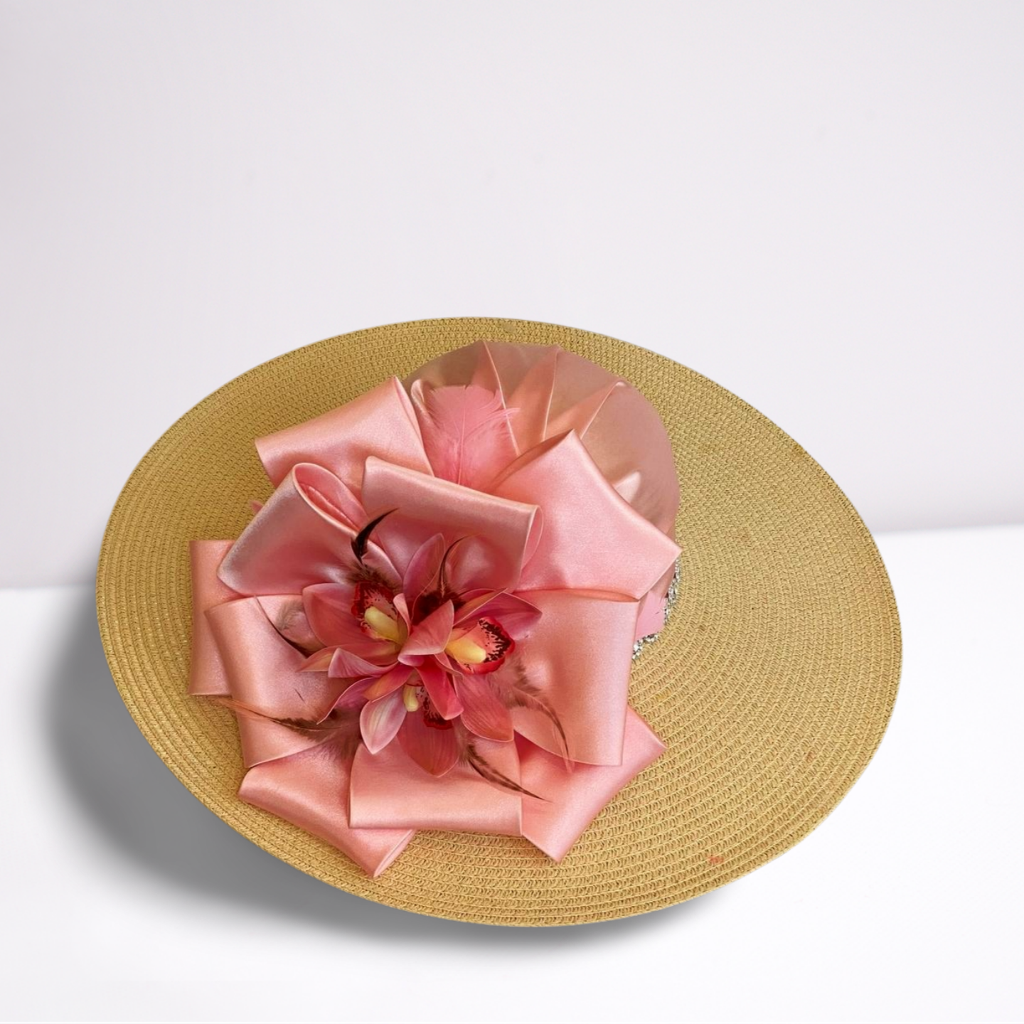 Natural Pink Bow Derby Hat-Animo Hat Company