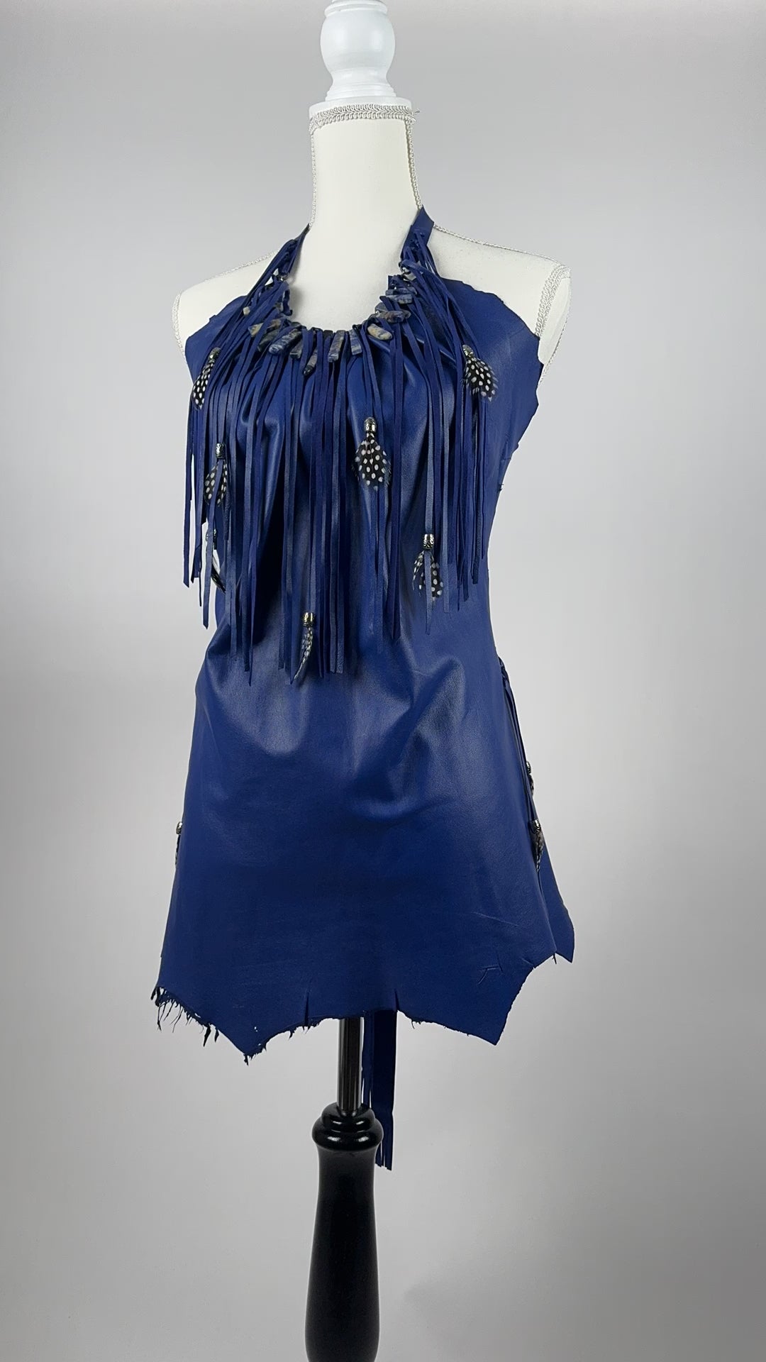 Beaded Leather Halter Top