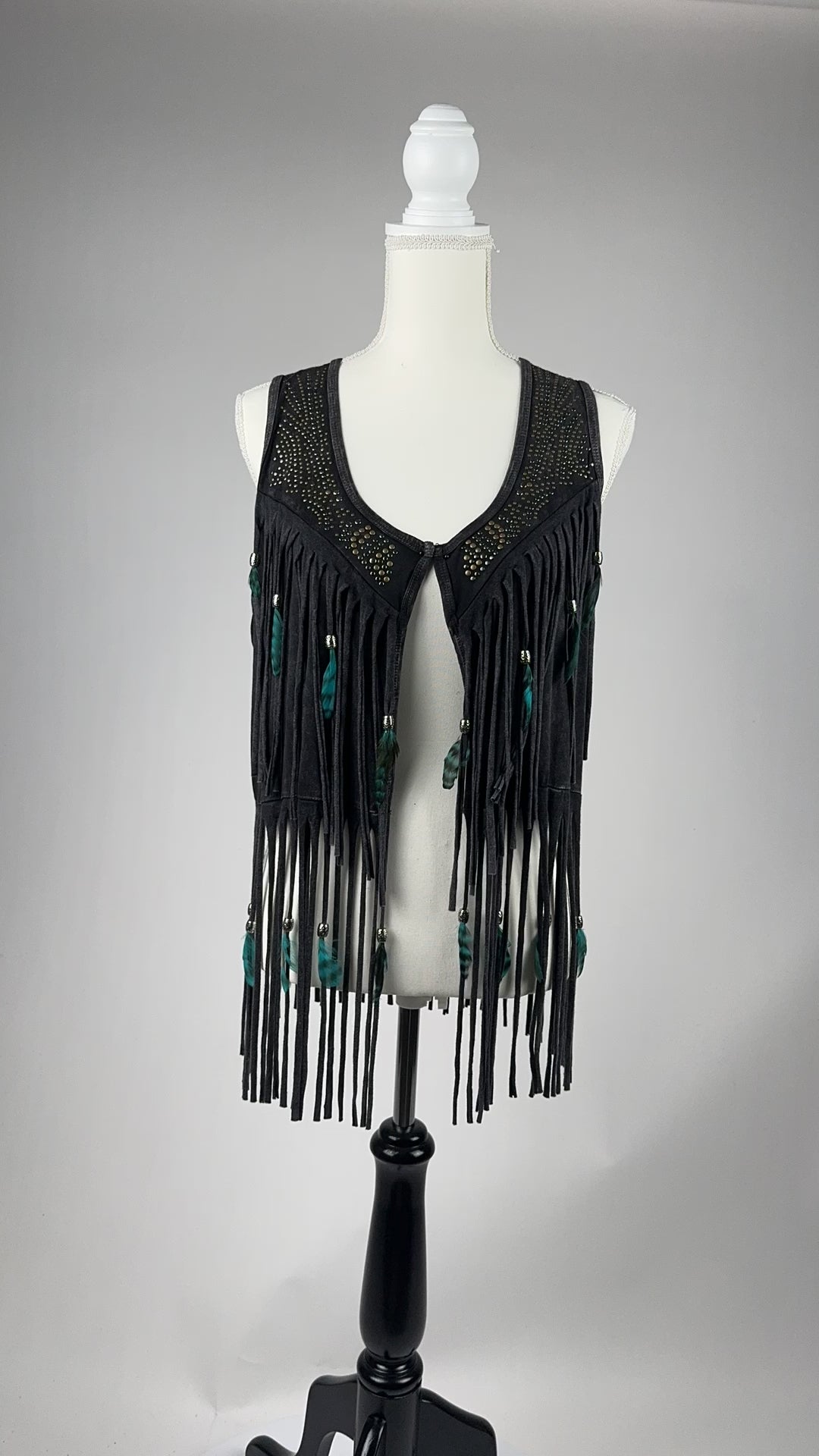 Short Distressed Open Front Vest