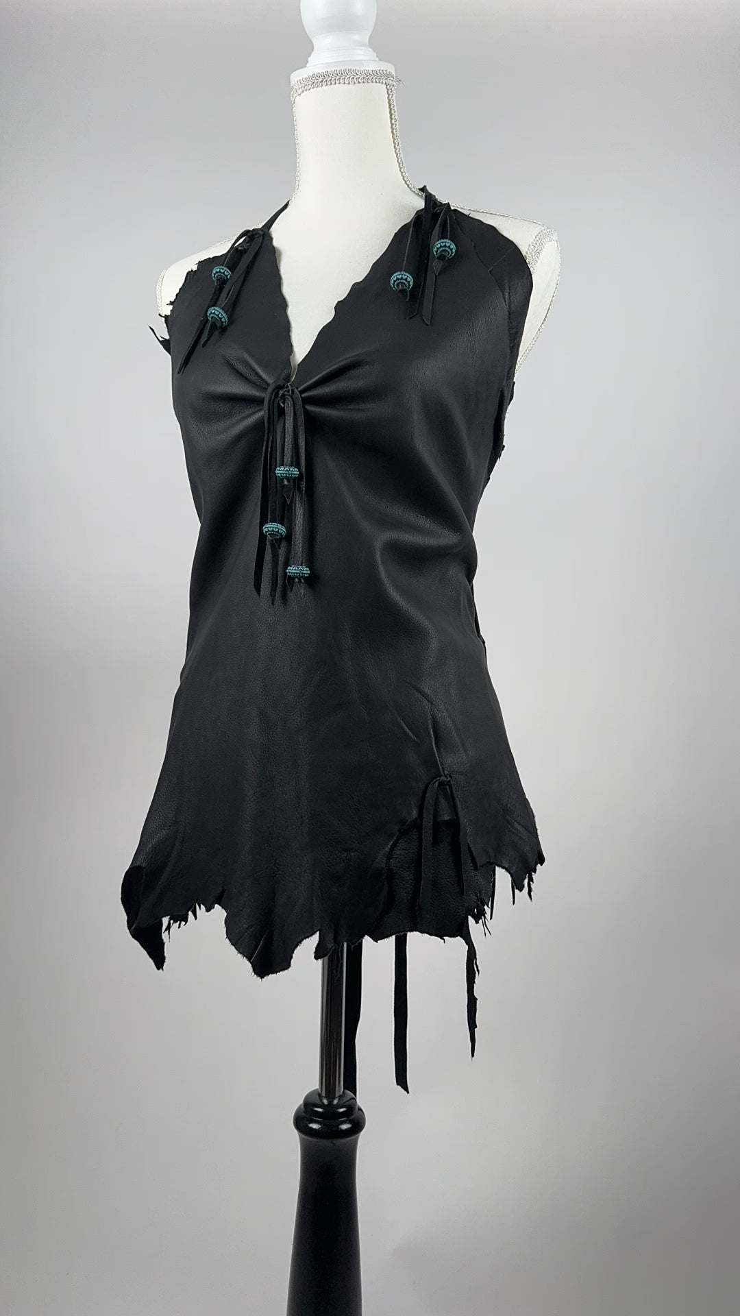 Beaded Leather Halter Top