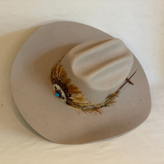 Load image into Gallery viewer, Lydia - 3X Silverbelly Australian Wool Blend Cowboy Hat With Feather Crown, Continuous Feather Band And Feather-Animo Hat Company