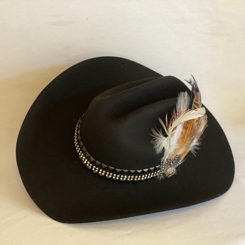 Copy of Pamala - Custom Fashion Faux Suede Cowboy Hat Hand Trimmed With Bling Band And Feathers-Animo Hat Company